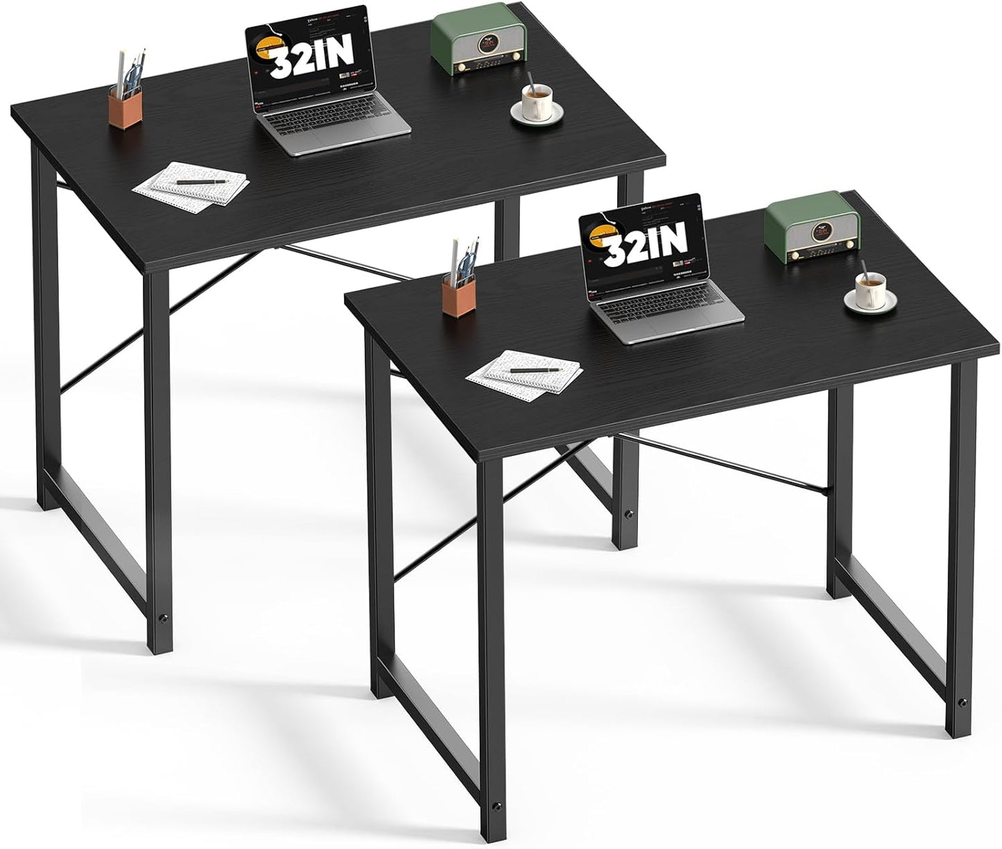 DUMOS 47 Inch Computer Desk for Home Office, Modern Writing Study Table Simple Modern Style for Bedroom Small Space, Large Work Desks with X-Shaped Reinforcement, Wood Brown