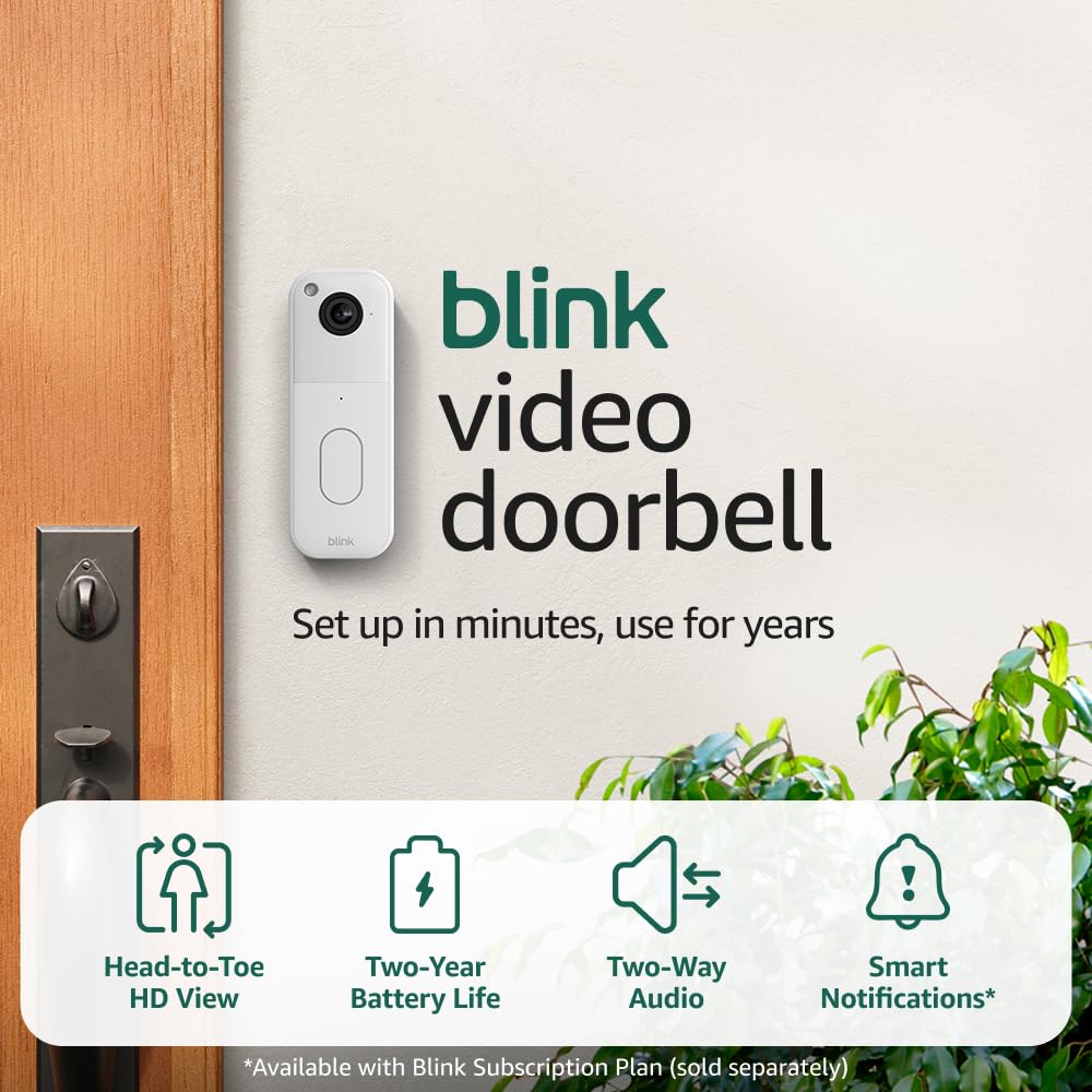 Blink Video Doorbell (newest model) – Head-to-toe HD view, two-year battery life, and simple setup. Required Sync Module not included – Add-On (Black)