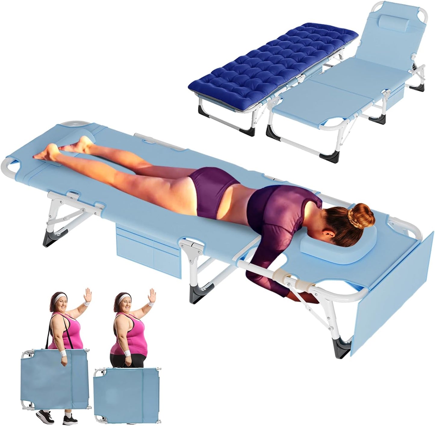 ABORON Chaise Lounge Chair,5 Positions Padded Outdoor Tanning Chair,Heavy Duty Portable Lounge Chair for Outdoor Sunbathing Patio Pool Lawn Deck Poolside,Support up to 440 Lbs