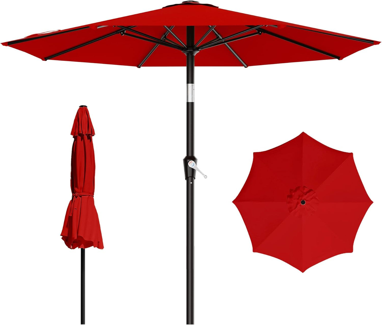 AreShark 9 FT Patio Umbrella for Outdoor, Outdoor Umbrella with Push Button Tilt and Crank, Outdoor Patio Umbrellas with 8 Sturdy Ribs for Market, Garden, Deck, Backyard, Pool (Navy)