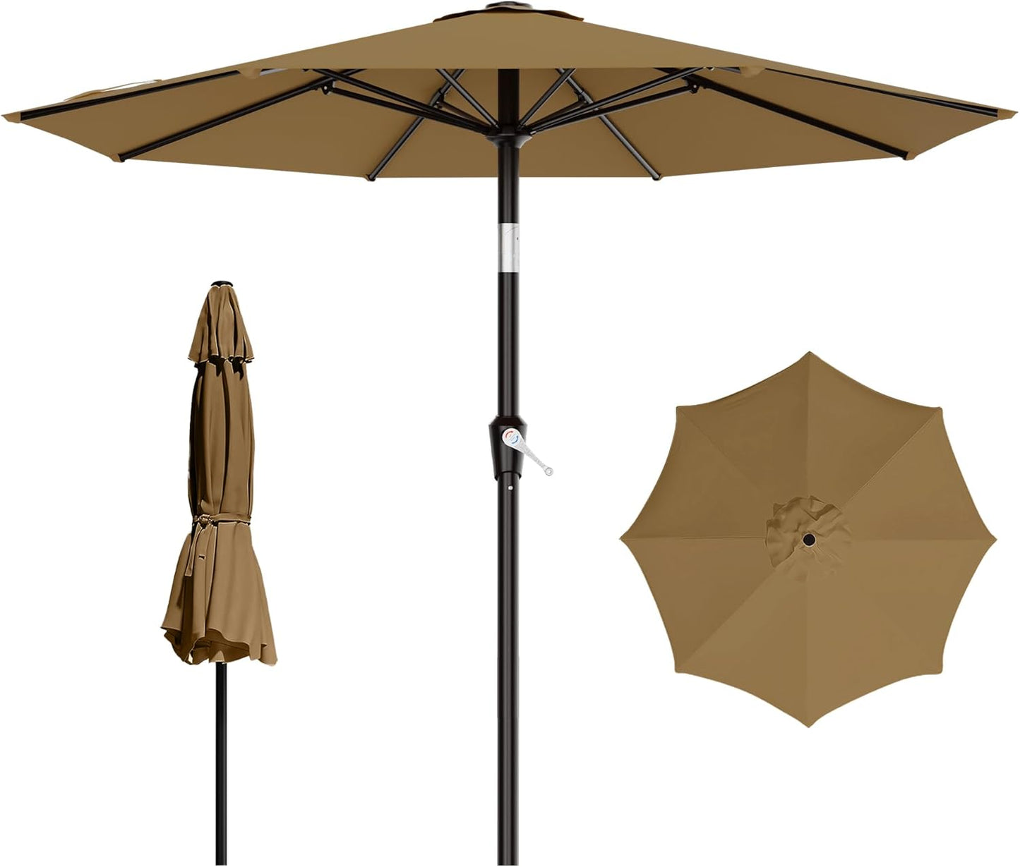 AreShark 9 FT Patio Umbrella for Outdoor, Outdoor Umbrella with Push Button Tilt and Crank, Outdoor Patio Umbrellas with 8 Sturdy Ribs for Market, Garden, Deck, Backyard, Pool (Navy)