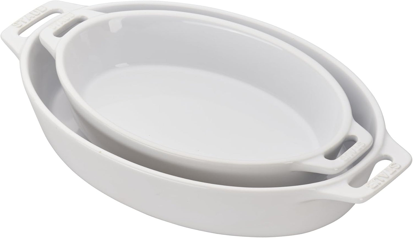 STAUB Ceramic Oval Baking Dish Set, 2-piece, Dark Blue