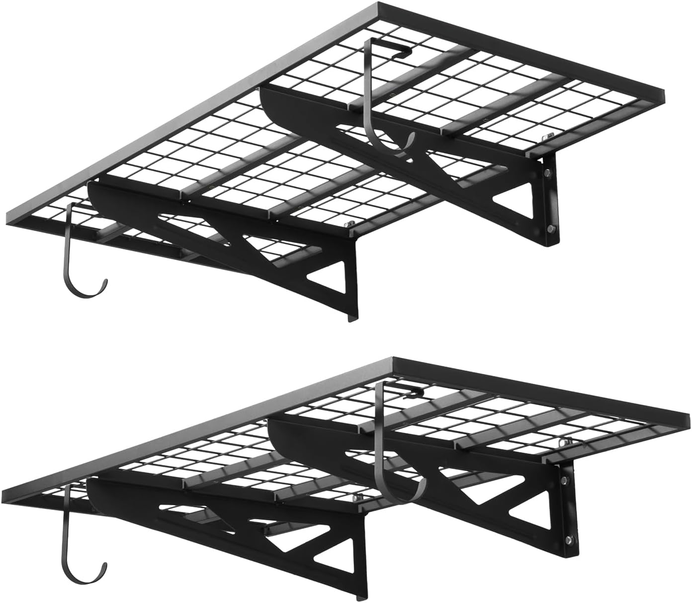 VEVOR 3-Tier Heavy Duty Wall Garage Shelving, 1 x 3 ft Steel Wall Mounted Shelving Unit, 11 x 36 Inch Per Shelf Floating Storage Metal Rack for Garage with 450 lbs Total Weight Capacity, Black