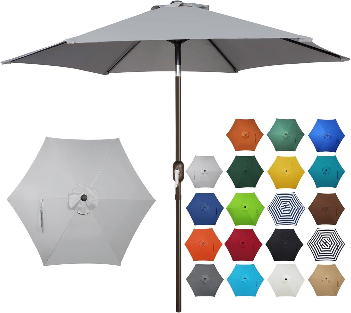 Blissun 7.5 ft Patio Umbrella, Yard Umbrella, Outdoor Market Umbrella with Push Button Tilt Crank (Blue&White)