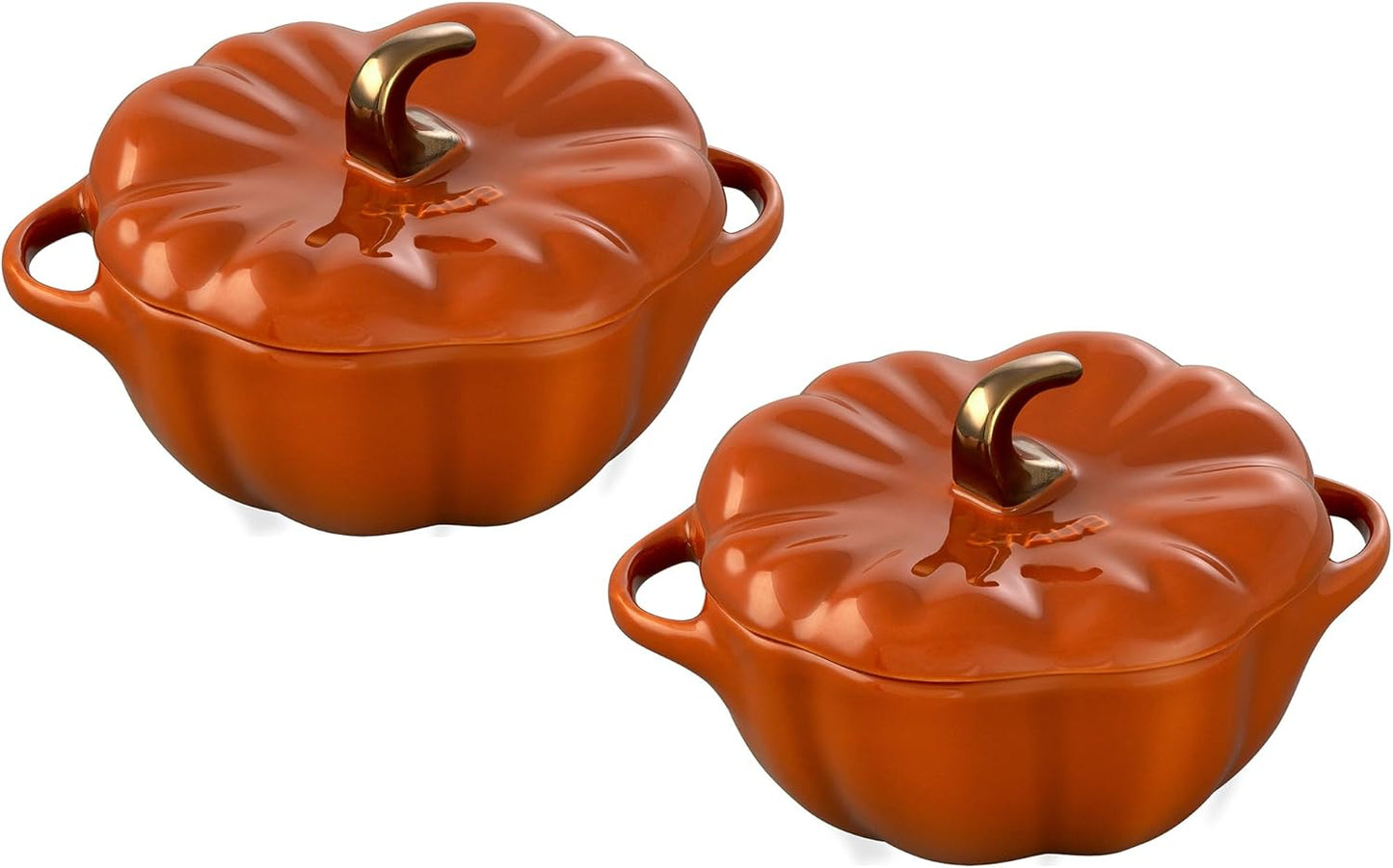 STAUB 0.5-qt Petite Ceramic, Oven & Stove Safe up to 572°F, Pumpkin Dish, Baking , Candy Dish, Burnt Orange