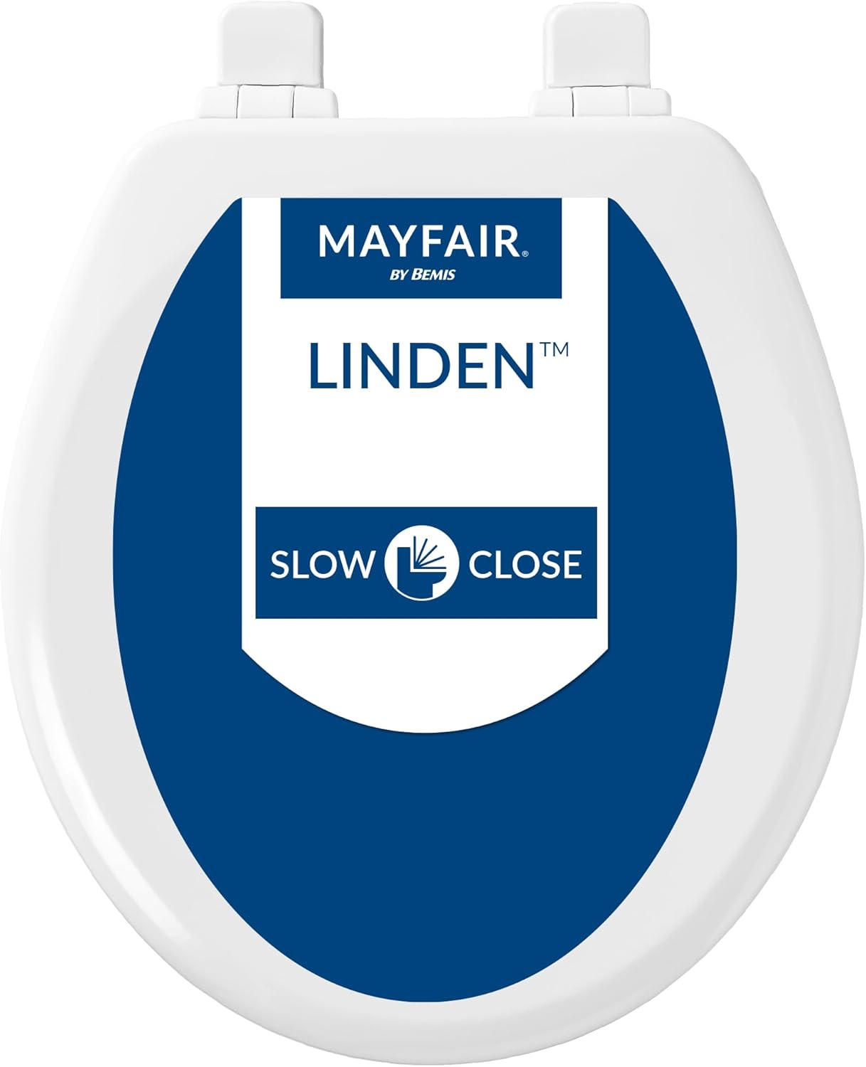 Mayfair Linden Slow Close Toilet Seat, Non Slip Heavy Duty Wood, Easy Install, Elongated, White