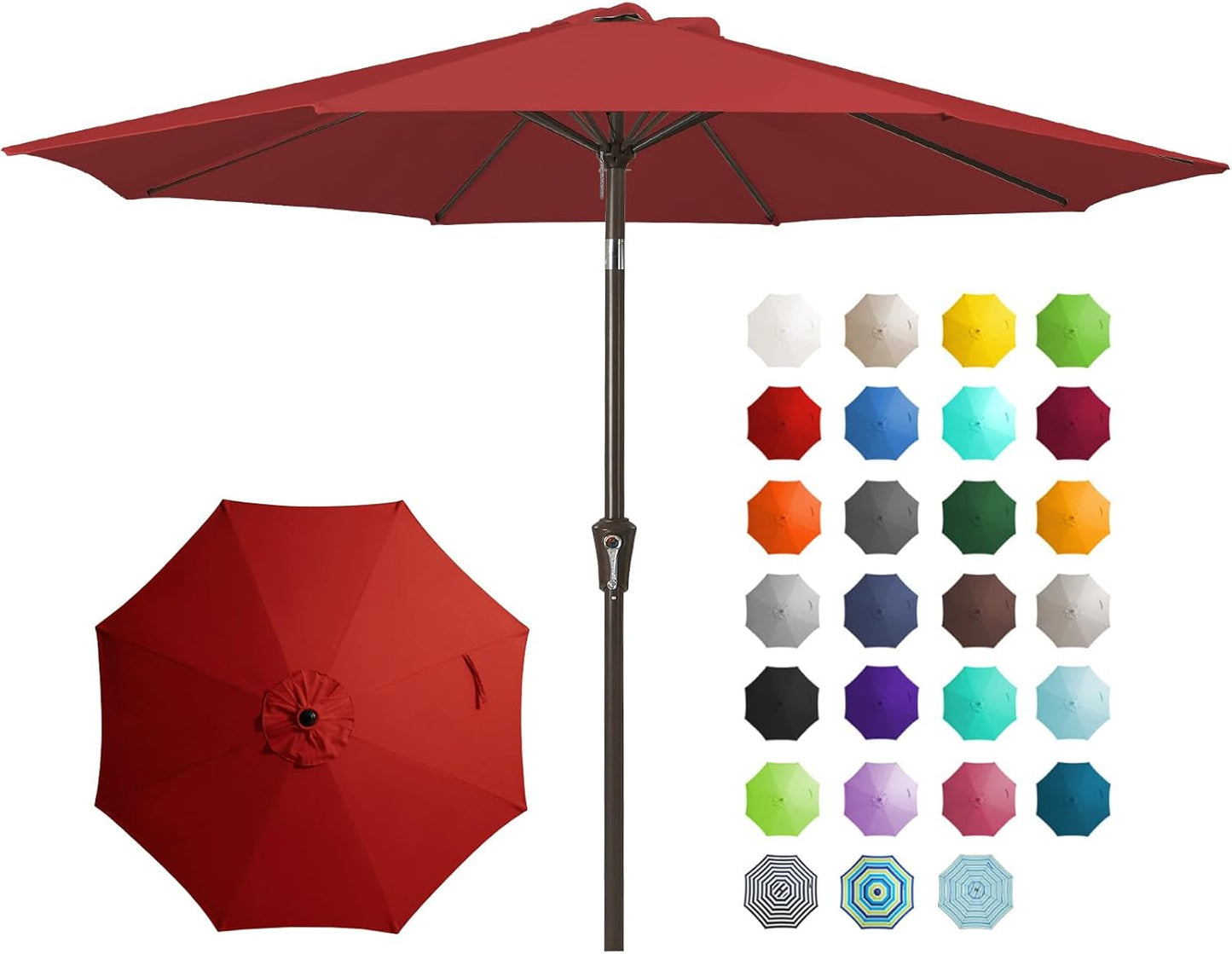 JEAREY 9FT Outdoor Patio Umbrella Outdoor Table Umbrella with Push Button Tilt and Crank, Market Umbrella 8 Sturdy Ribs UV Protection Waterproof for Garden, Deck, Backyard, Pool (Beige)