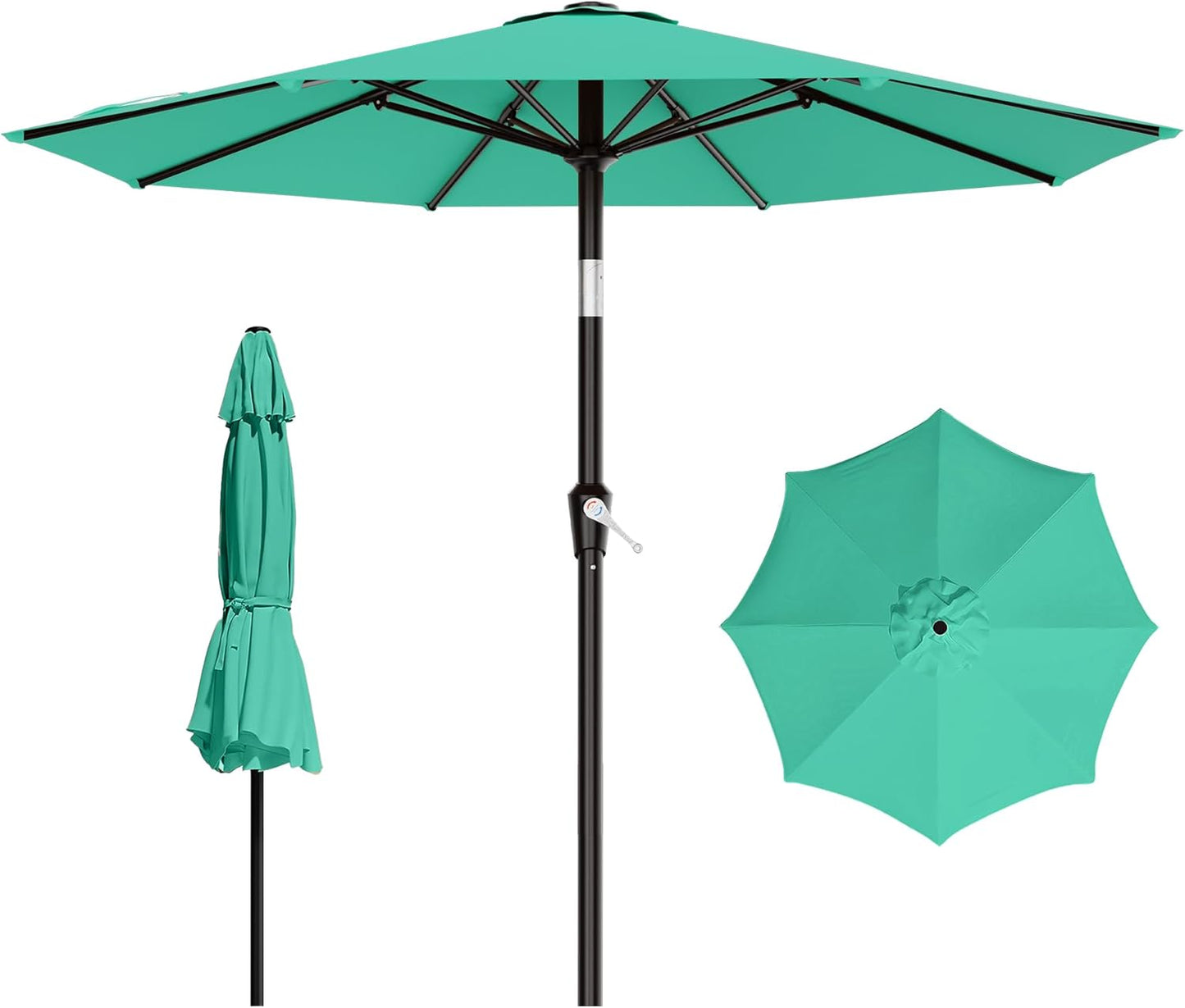 AreShark 9 FT Patio Umbrella for Outdoor, Outdoor Umbrella with Push Button Tilt and Crank, Outdoor Patio Umbrellas with 8 Sturdy Ribs for Market, Garden, Deck, Backyard, Pool (Navy)