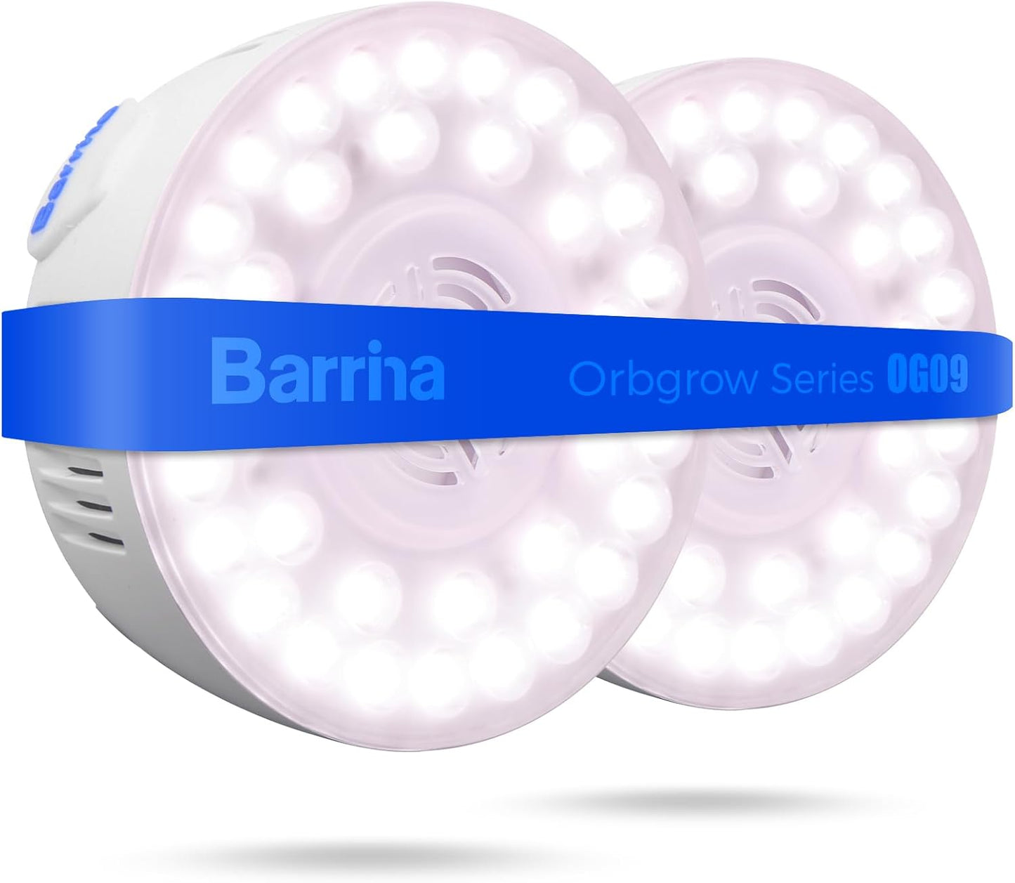 Barrina Orbgrow OG09 Puck Grow Light, 5000K 18W(2 x 9W, 270 Watt Equiv), Full Spectrum Plant Light for Indoor Plants, Magnetic & Linkable with Timer, 5 Levels Dimmable for Plant Shelf, 2 Packs