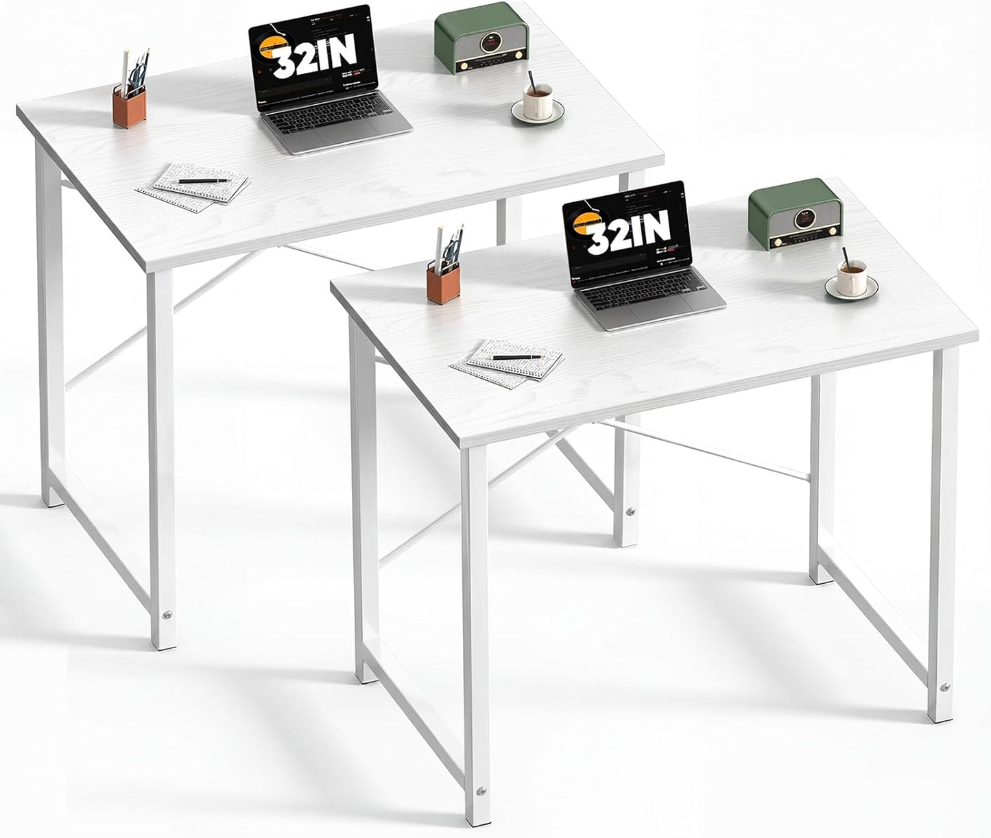 DUMOS 47 Inch Computer Desk for Home Office, Modern Writing Study Table Simple Modern Style for Bedroom Small Space, Large Work Desks with X-Shaped Reinforcement, Wood Brown