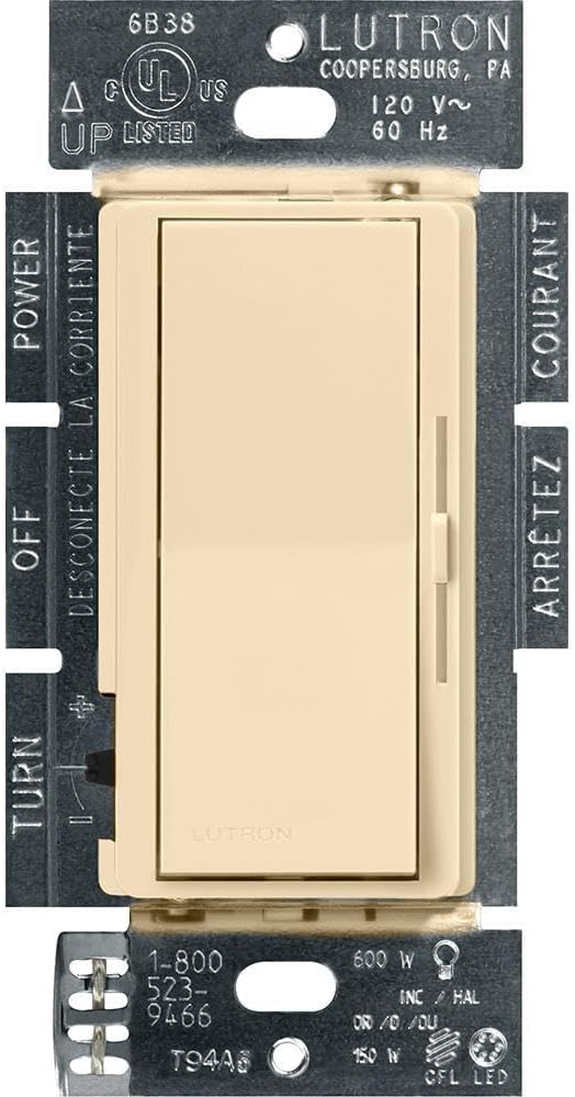 Lutron Diva LED+ Dimmer Light Switch for Dimmable LED, Halogen, and Incandescent Bulbs, 150 Watt, Single-Pole or 3-Way, DVCL-153P-WH, White