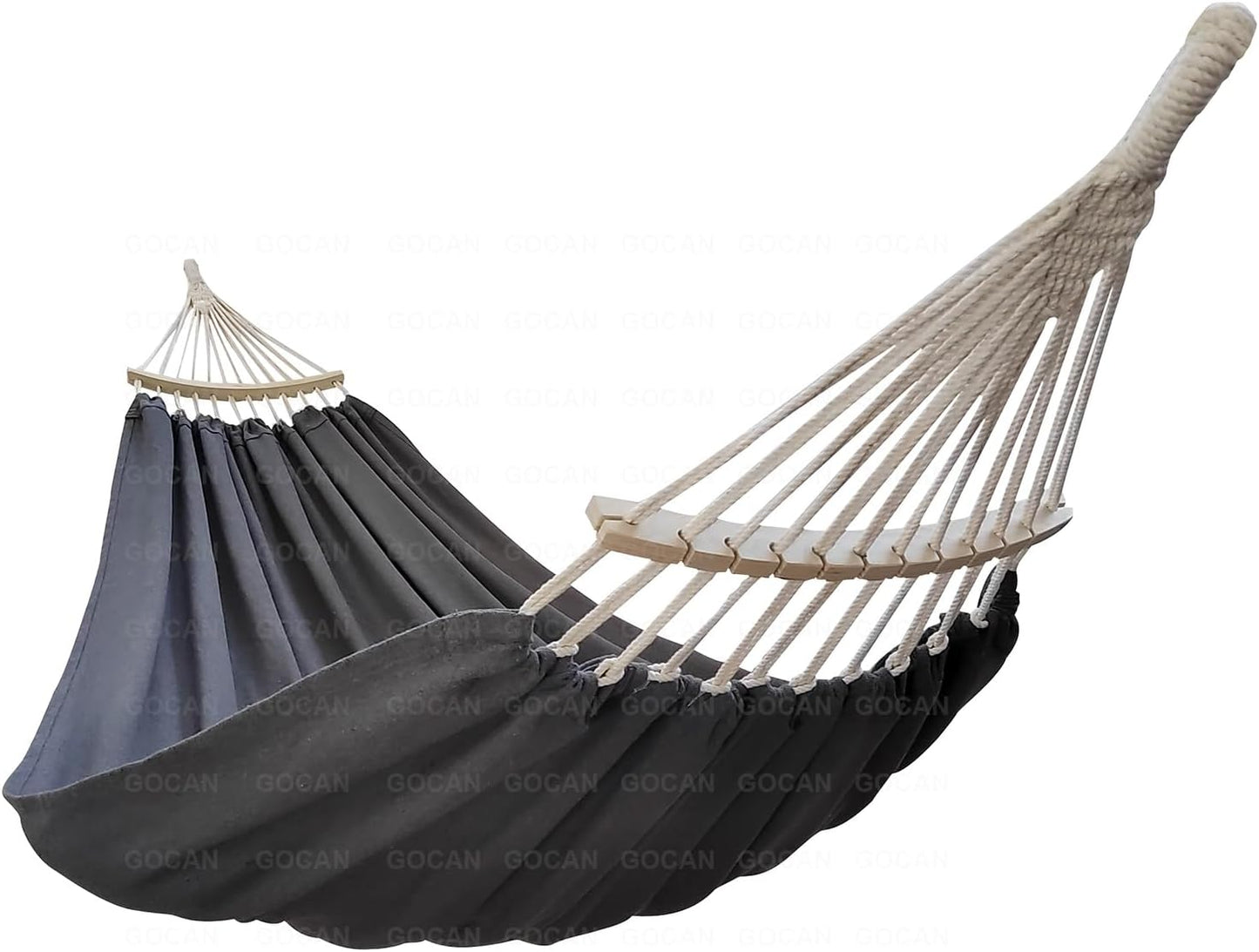 GOCAN Double Hammock 2 Person Extra Large 220x150cm Total Length 330cm Load 500lb Canvas Cotton Hammock for Patio Porch Garden Backyard Lounging Outdoor and Indoor with Removable Spreader bar
