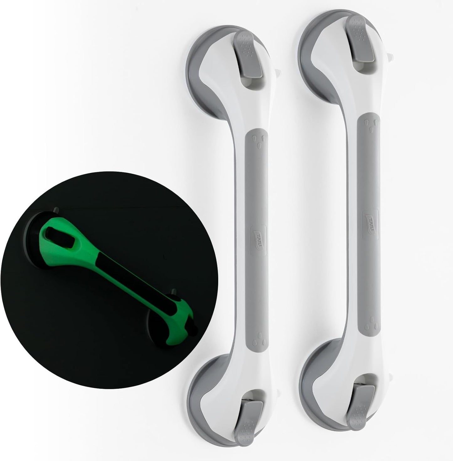 TAILI Grab Bars for Bathtubs and Showers 2 Pack Suction Grab Bar, Heavy Duty Shower Handle Removable Bath Handrails for Seniors and Elderly, Bathroom Safety Grip No Drilling Waterproof,Grey