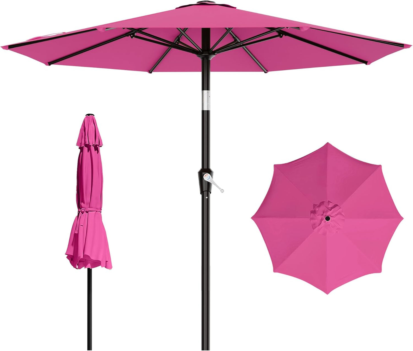 AreShark 9 FT Patio Umbrella for Outdoor, Outdoor Umbrella with Push Button Tilt and Crank, Outdoor Patio Umbrellas with 8 Sturdy Ribs for Market, Garden, Deck, Backyard, Pool (Navy)