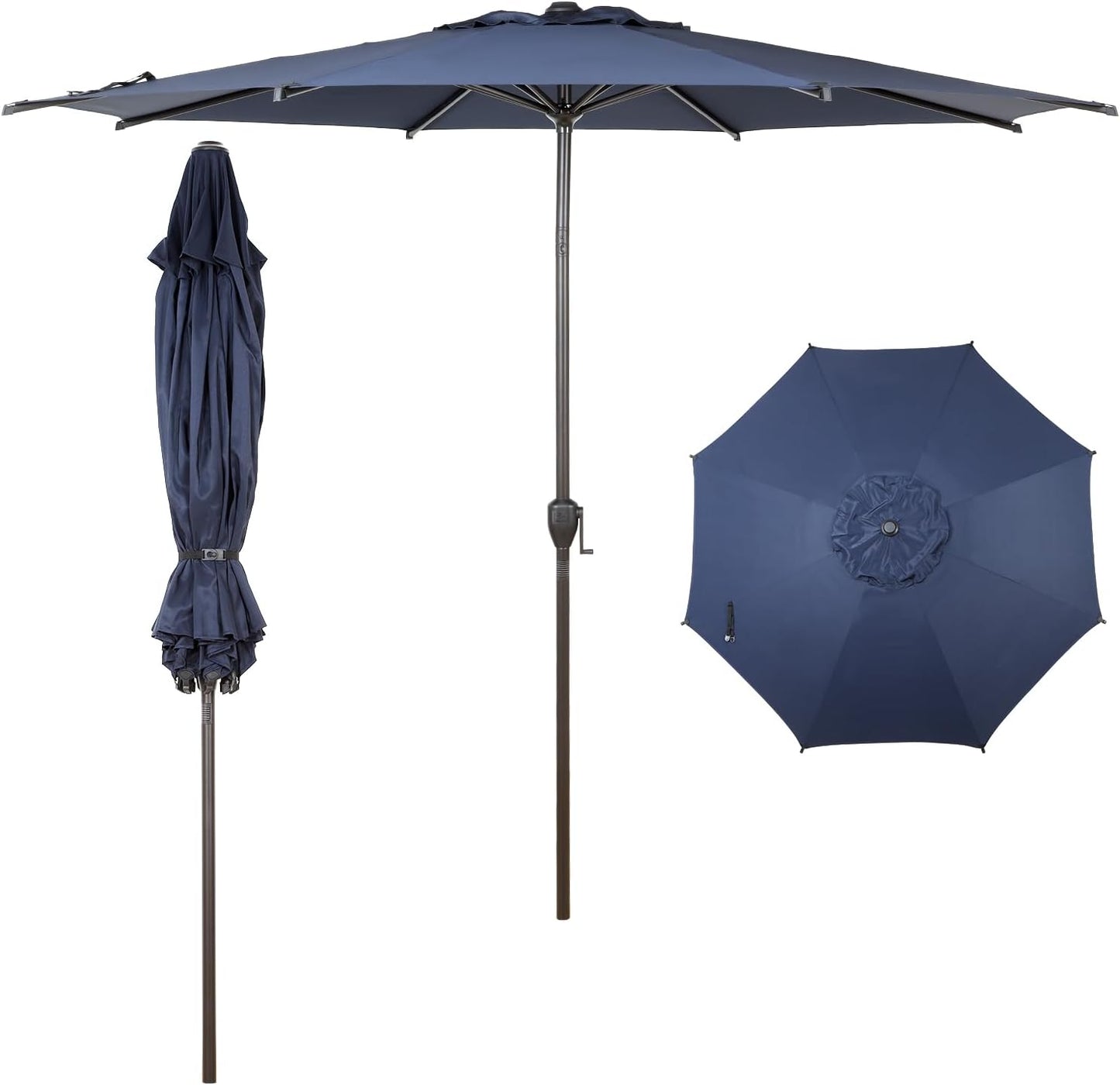 Abba Patio 9FT Lyon Outdoor Patio Umbrella Outdoor Table Umbrella with Push Button Tilt and Crank Market Umbrella 8 Sturdy Ribs UV Protection Waterproof for Garden Deck Backyard Pool, Black & Ivory