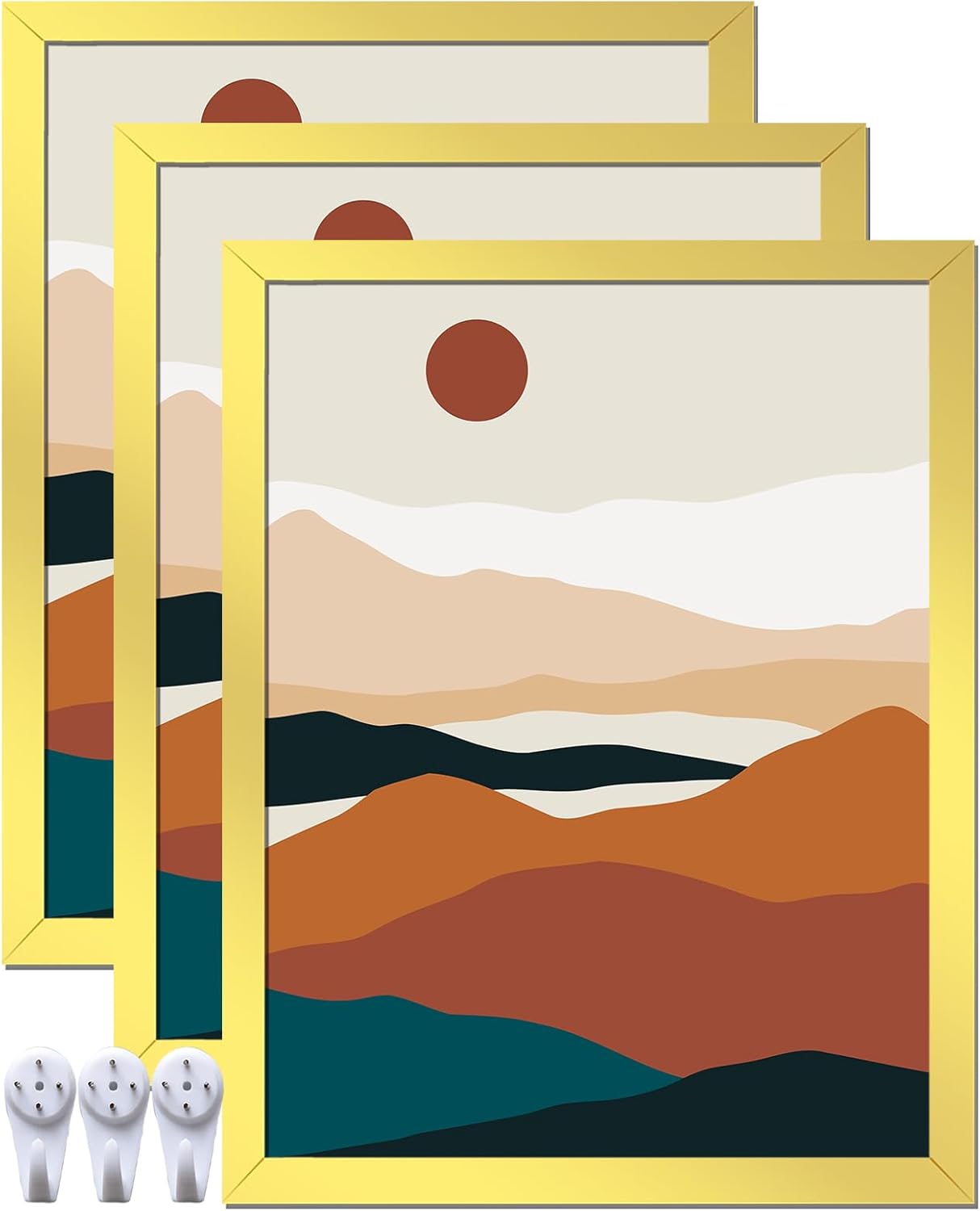 Black 16x24 Picture Frame Set of 3, High Transparent Frame for 16 By 24 Photo Collage Canvas Poster Size Wall Mount and Tabletop Horizontally Vertically (Black, 16 x 24 inches)