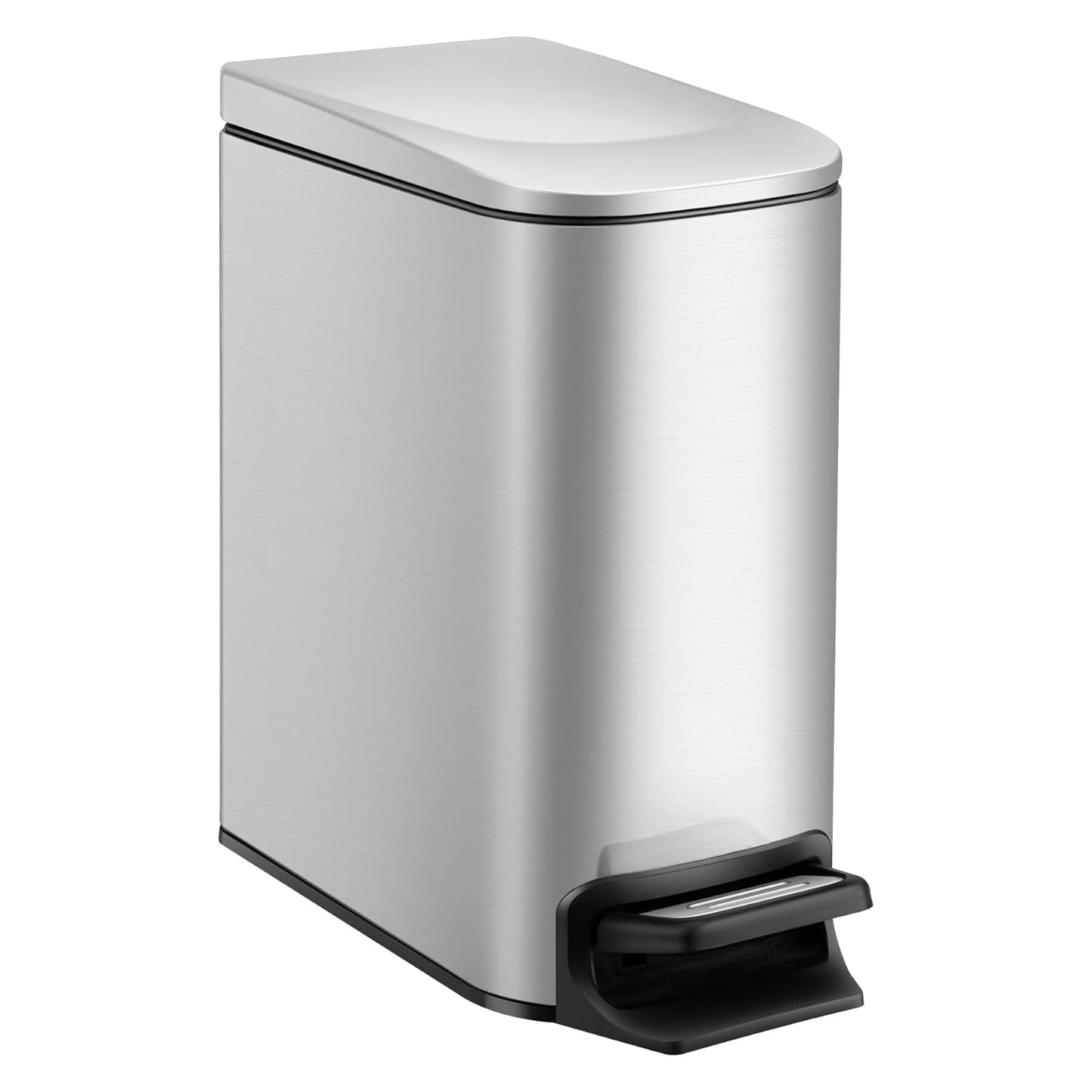TIPGO Slim Bathroom Trash Can with Lid Soft Close, Step Pedal, 6 Liter / 1.6 Gallon Stainless Steel Trash Bin, Small Garbage Can for Bedroom, Office, Kitchen (Navy Blue)