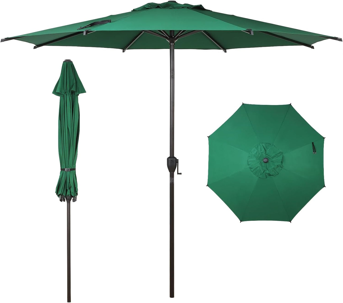 Abba Patio 9FT Lyon Outdoor Patio Umbrella Outdoor Table Umbrella with Push Button Tilt and Crank Market Umbrella 8 Sturdy Ribs UV Protection Waterproof for Garden Deck Backyard Pool, Black & Ivory