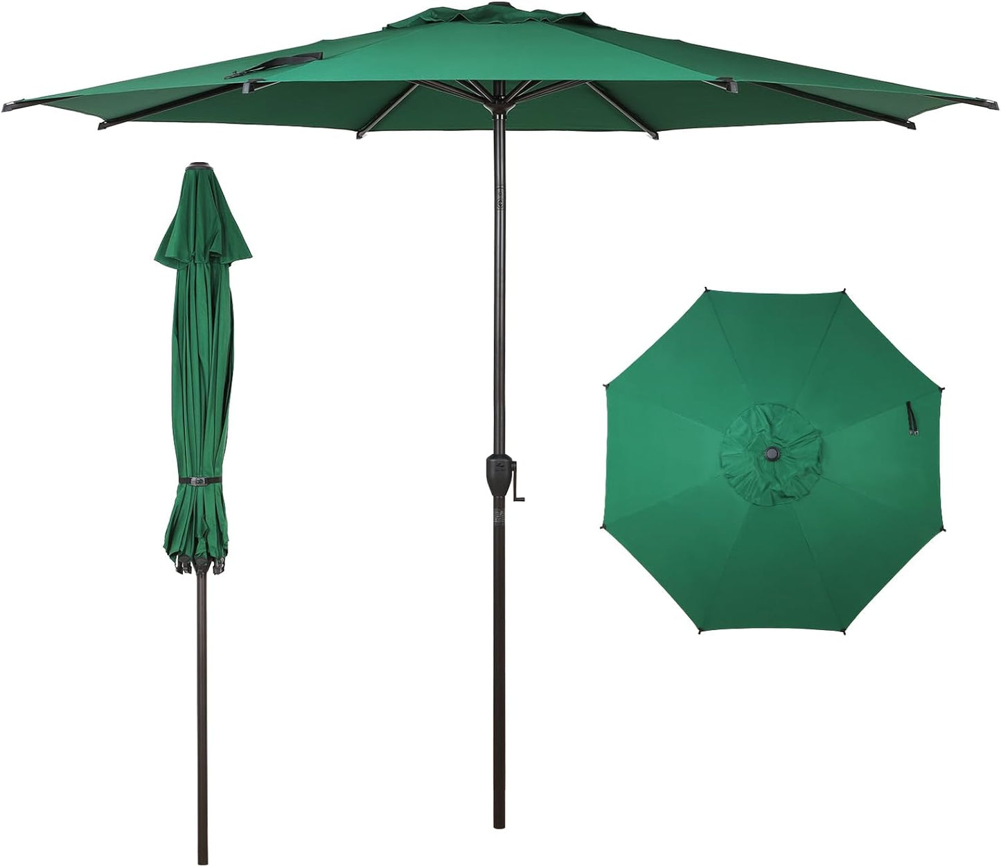 Abba Patio 9FT Lyon Outdoor Patio Umbrella Outdoor Table Umbrella with Push Button Tilt and Crank Market Umbrella 8 Sturdy Ribs UV Protection Waterproof for Garden Deck Backyard Pool, Black & Ivory