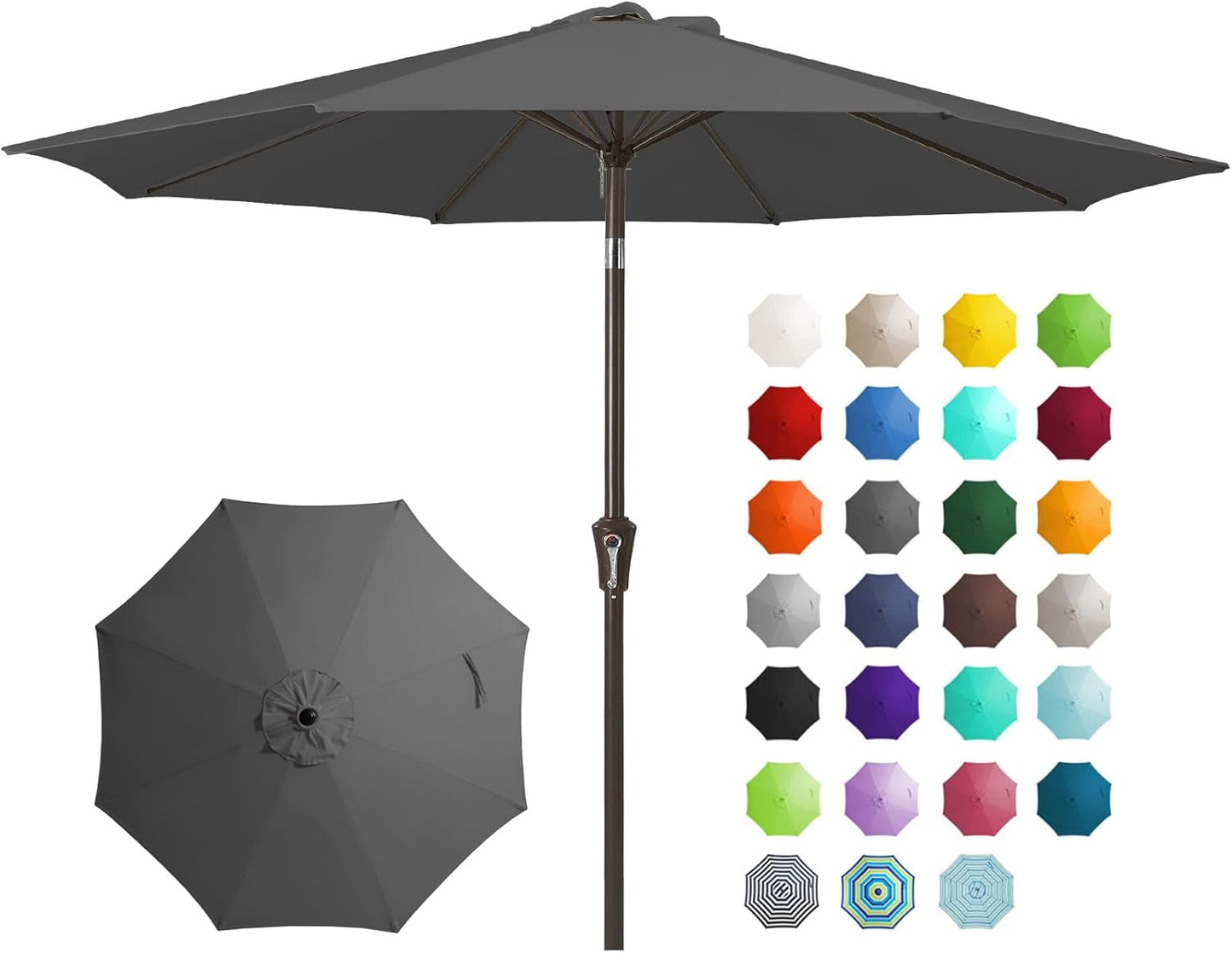 JEAREY 9FT Outdoor Patio Umbrella Outdoor Table Umbrella with Push Button Tilt and Crank, Market Umbrella 8 Sturdy Ribs UV Protection Waterproof for Garden, Deck, Backyard, Pool (Beige)