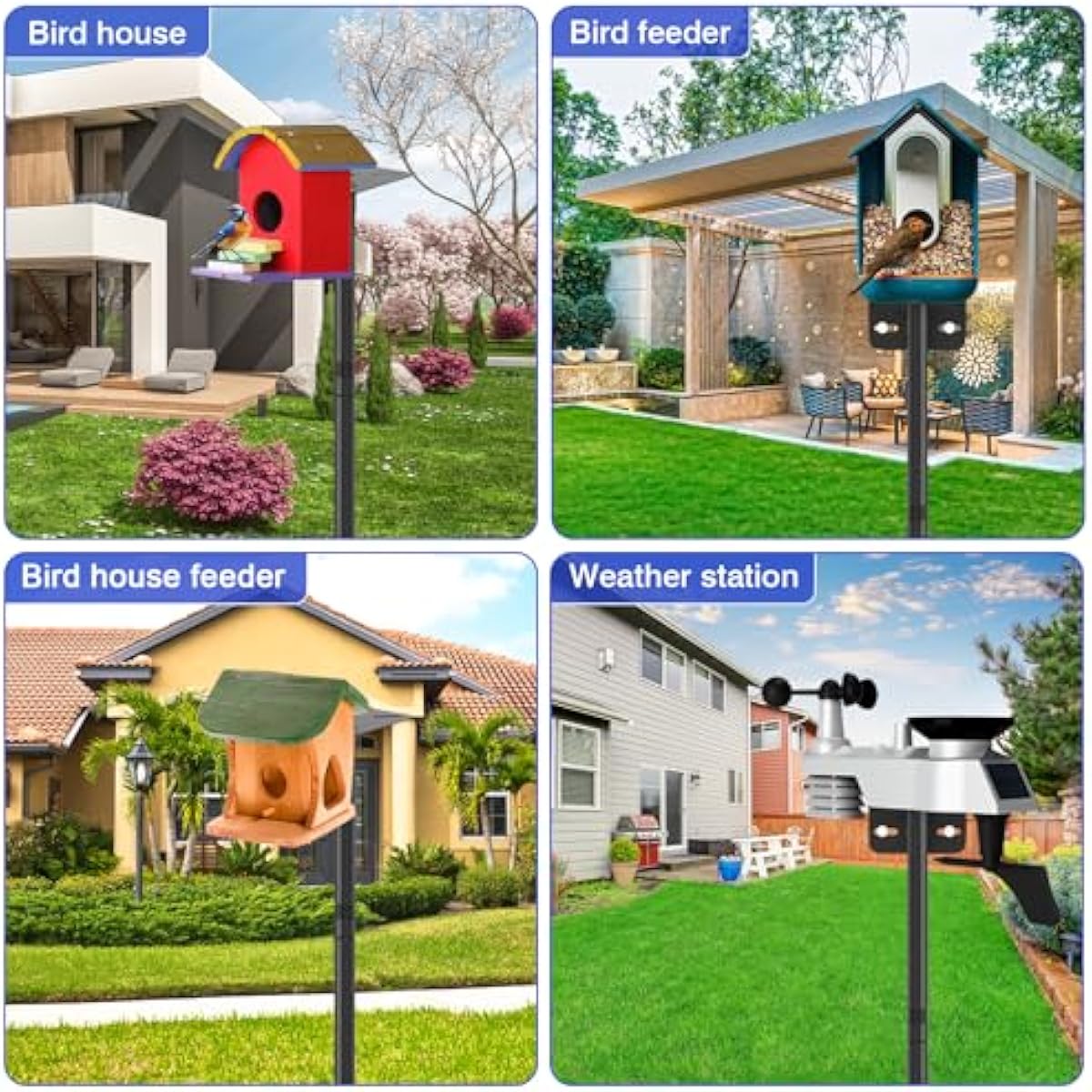 80 Inch Adjustable Bird Feeder Pole,Bird House Pole Suitable for Feeders & Birdhouse,Weather Station,Heavy-Duty Rustproof Design,Enhance Outdoor Decor & Birdwatching Experience