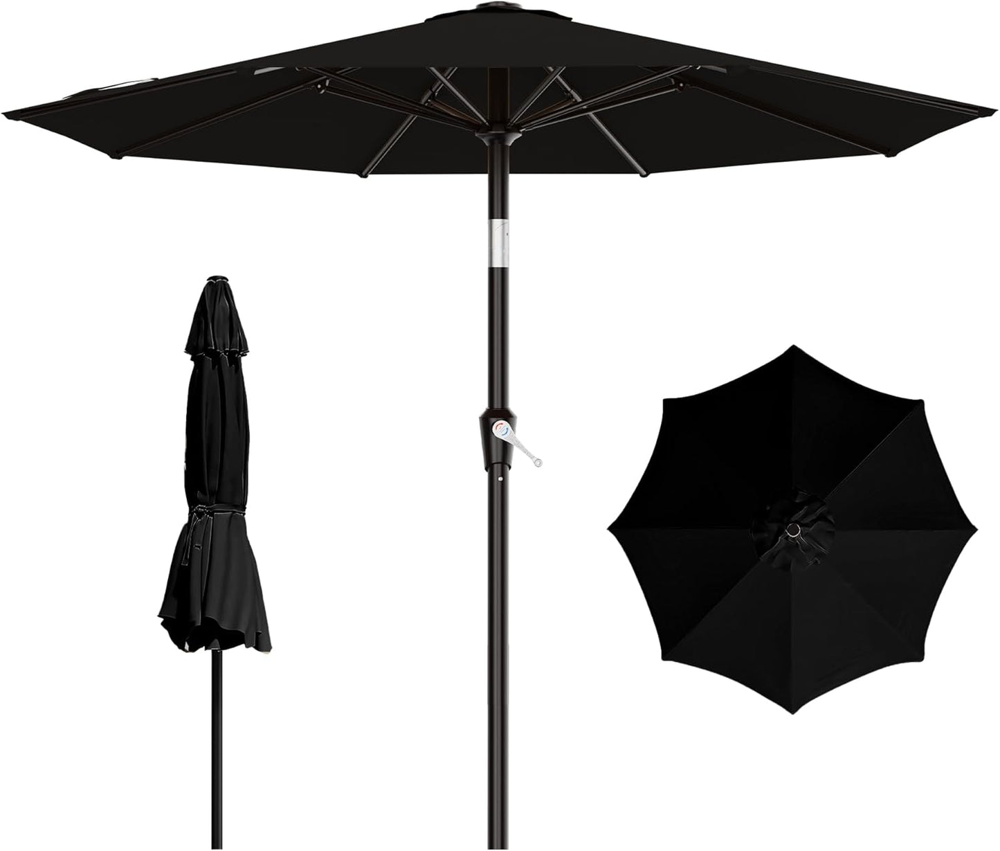 AreShark 9 FT Patio Umbrella for Outdoor, Outdoor Umbrella with Push Button Tilt and Crank, Outdoor Patio Umbrellas with 8 Sturdy Ribs for Market, Garden, Deck, Backyard, Pool (Navy)
