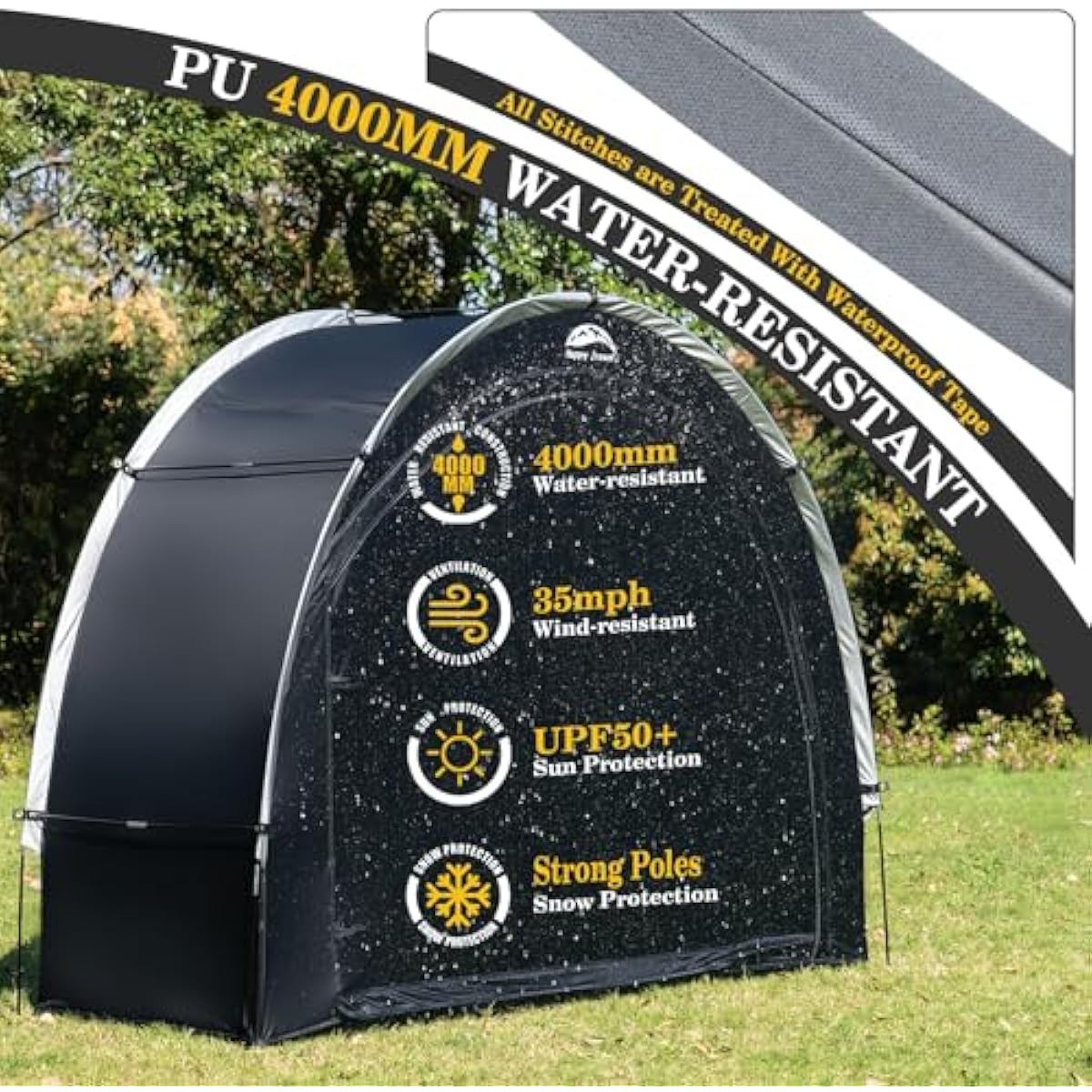 Happy Travel Bike Storage Shed Tent,Outdoor Portable Bicycle Storage Sheds with 210D Oxford Fabric PU4000 Waterproof for 2/3/4/6/8 Bikes,Bike Covers Shelter for Motorcycle,Garden Tools,Toys,Lawn Mower