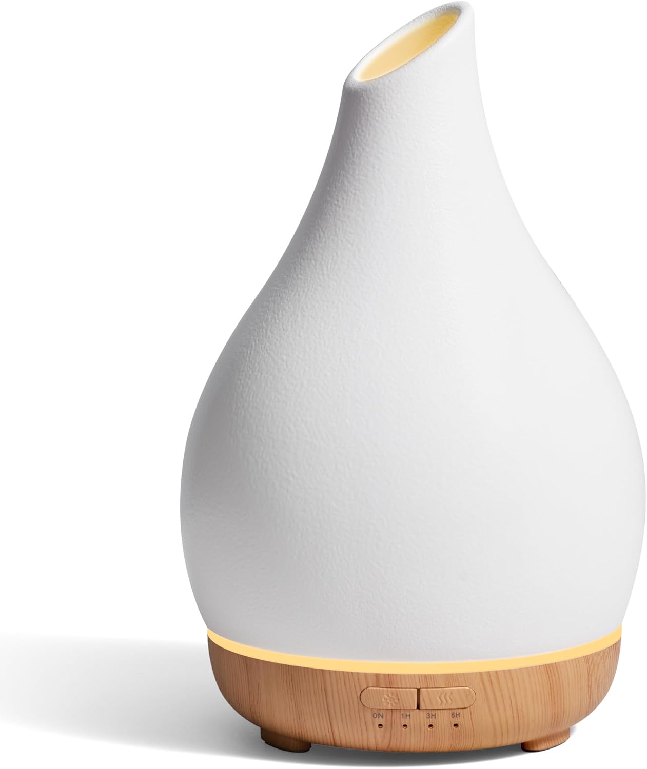 InnoGear Essential Oil Diffuser, 150ml Ceramic Diffuser Handcrafted Stone Aromatherapy Diffusers Ultrasonic Cool Mist Humidifier Vaporizer 2 Mist Modes Waterless for Home, White Vase-Shaped Ceramic