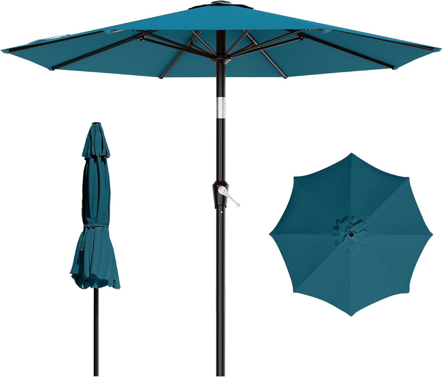 AreShark 9 FT Patio Umbrella for Outdoor, Outdoor Umbrella with Push Button Tilt and Crank, Outdoor Patio Umbrellas with 8 Sturdy Ribs for Market, Garden, Deck, Backyard, Pool (Navy)