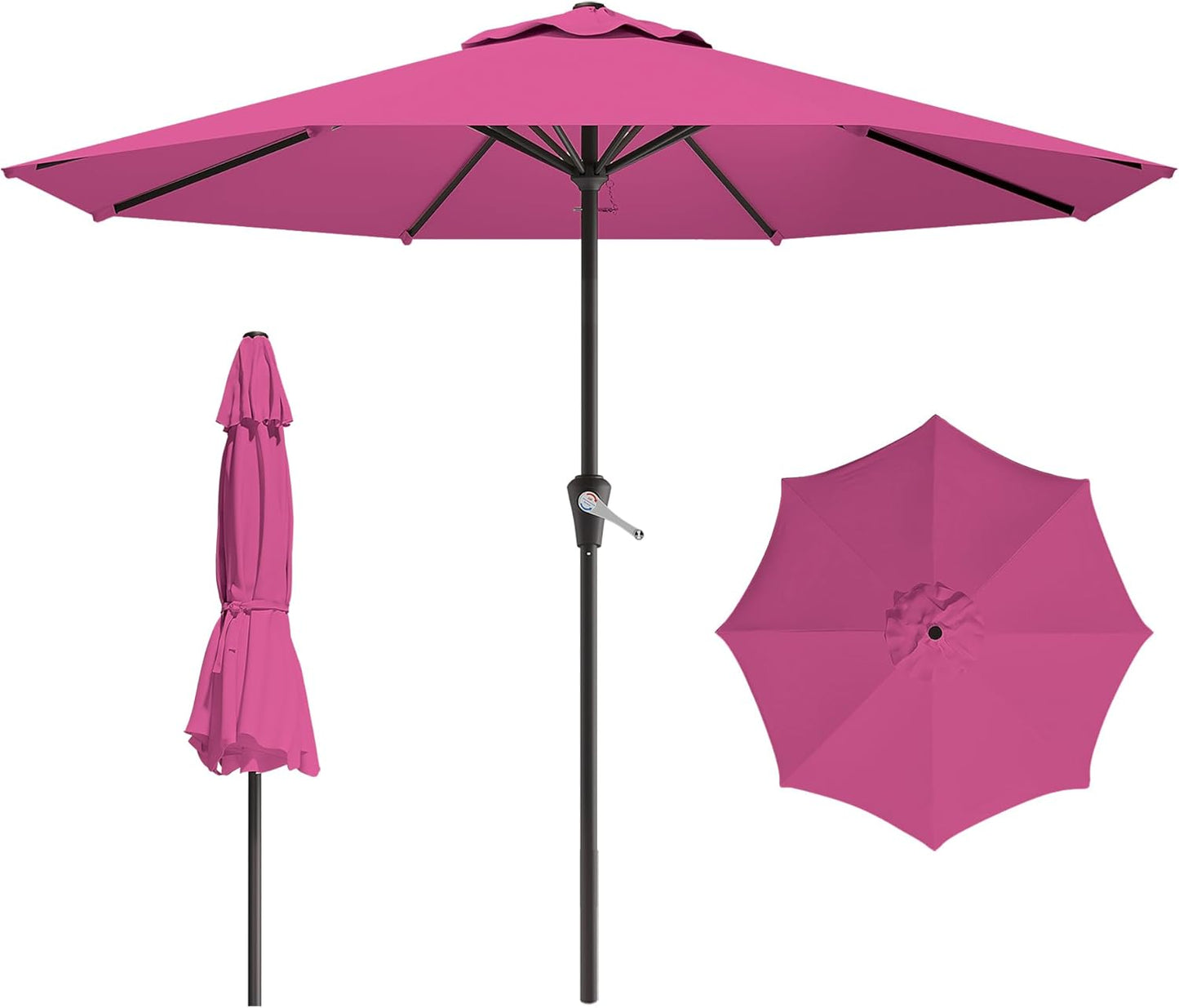 AreShark 9 FT Patio Umbrella for Outdoor, Outdoor Umbrella with Push Button Tilt and Crank, Outdoor Patio Umbrellas with 8 Sturdy Ribs for Market, Garden, Deck, Backyard, Pool (Navy)