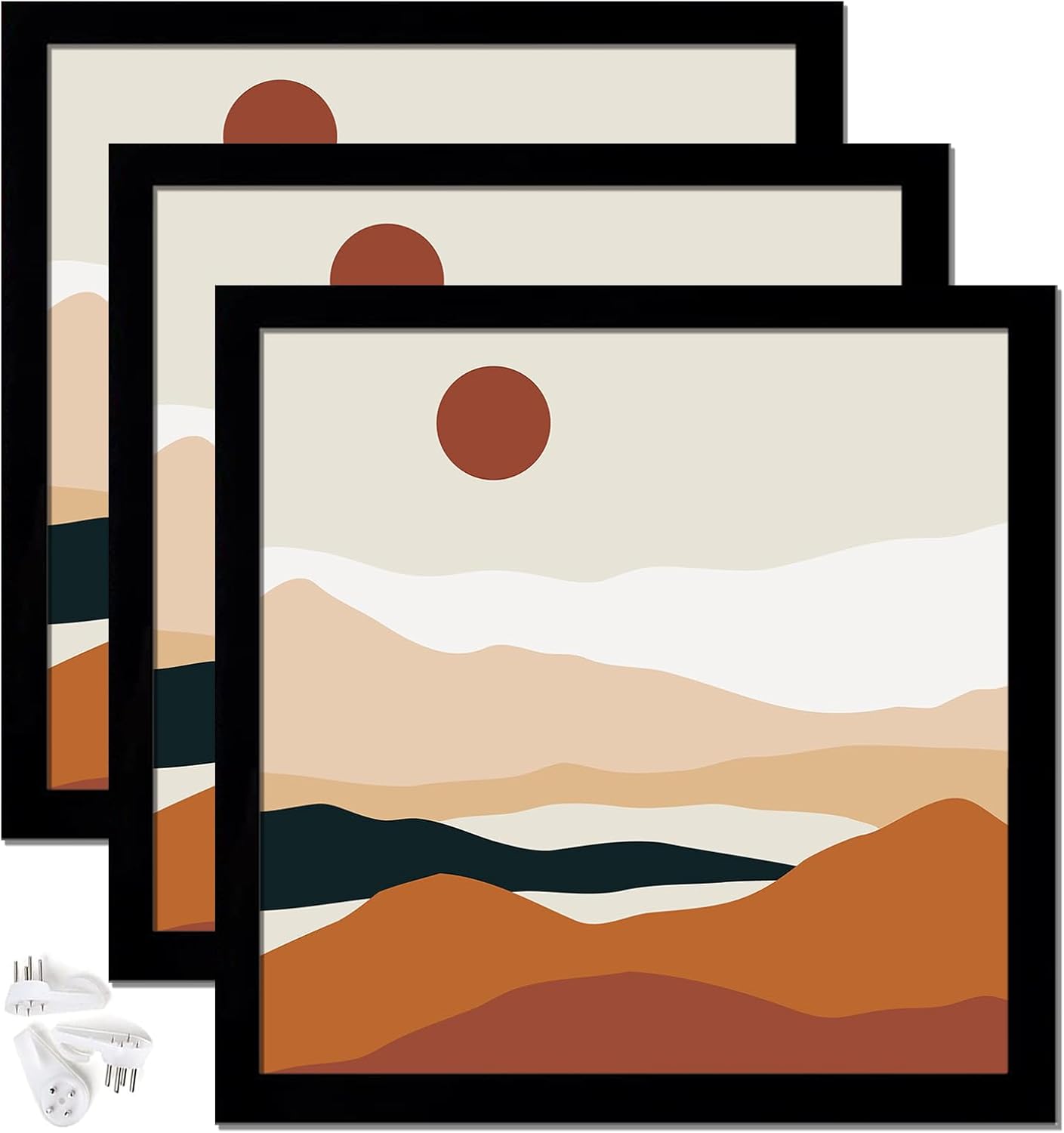 Black 16x24 Picture Frame Set of 3, High Transparent Frame for 16 By 24 Photo Collage Canvas Poster Size Wall Mount and Tabletop Horizontally Vertically (Black, 16 x 24 inches)