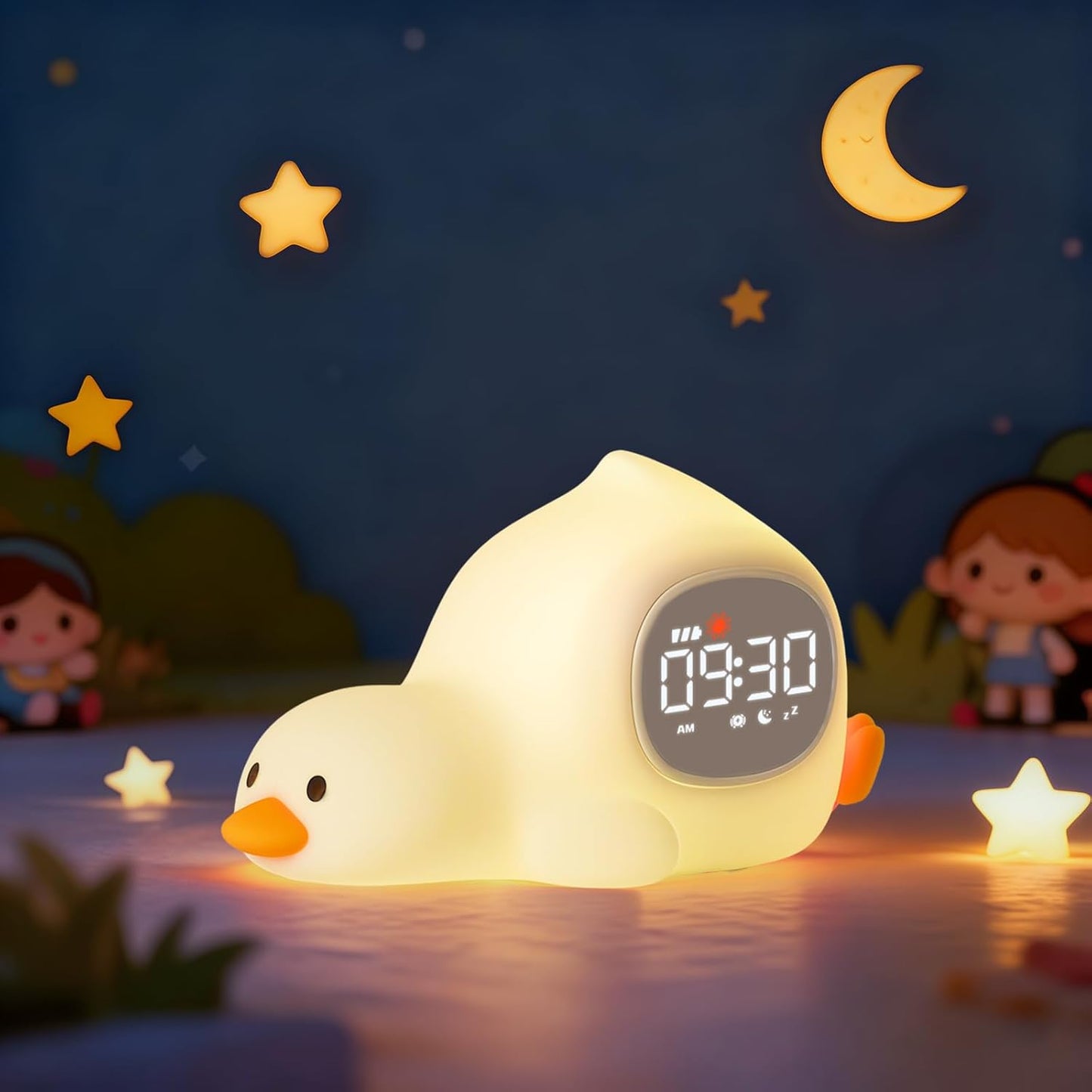 Cat Alarm Clock with Night Light for Kids with Sleep Training and Sound Machine, Rechargeable Silicone Lamp OK to Wake Clock，Cute Animal Tabletop Lamp, Perfect Sleep Companion for Boys Girls