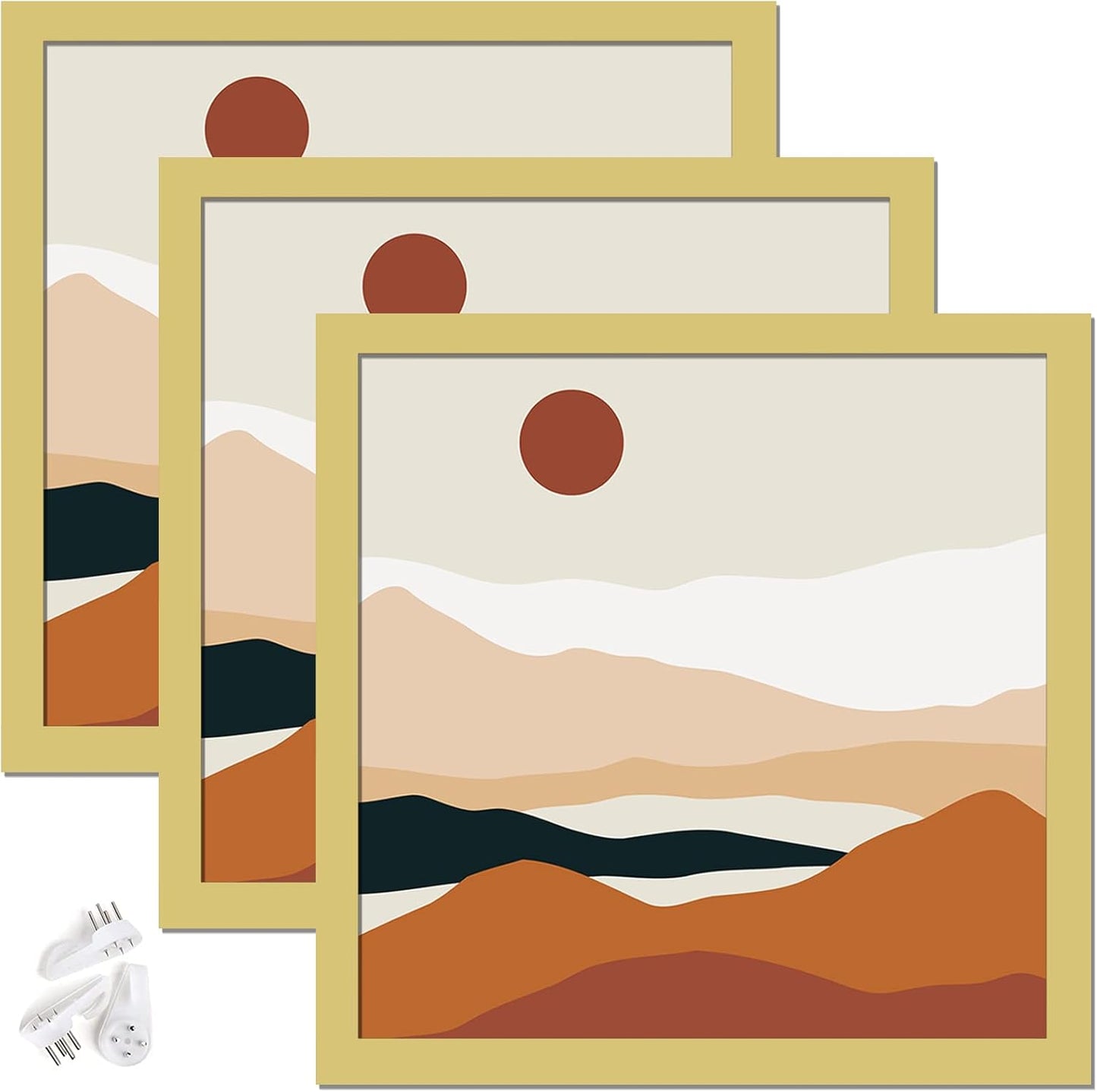 Black 16x24 Picture Frame Set of 3, High Transparent Frame for 16 By 24 Photo Collage Canvas Poster Size Wall Mount and Tabletop Horizontally Vertically (Black, 16 x 24 inches)
