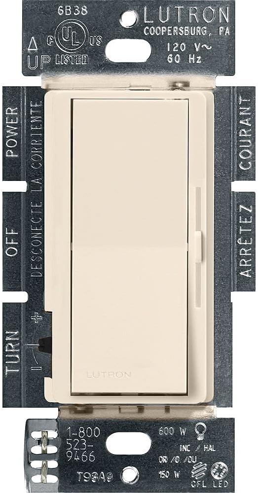 Lutron Diva LED+ Dimmer Light Switch for Dimmable LED, Halogen, and Incandescent Bulbs, 150 Watt, Single-Pole or 3-Way, DVCL-153P-WH, White