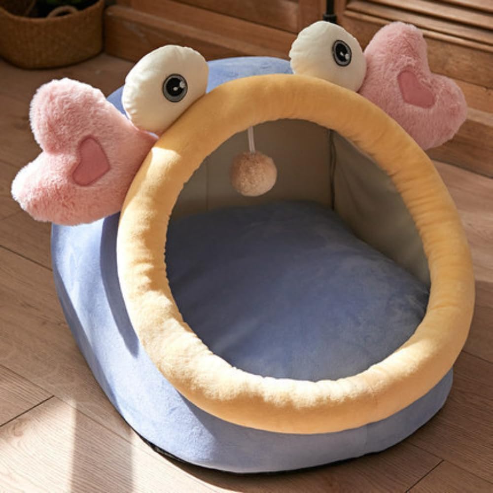 Warm Soft Cave Dog Bed & Cat Bed - Cute Indoor Pet Bed for Cats Up to 16 Lb, Small Dogs & Puppies, Cozy Cave Design for Cats and Puppies(Pink Rabbit,18.5''X14.17''X16.14'')