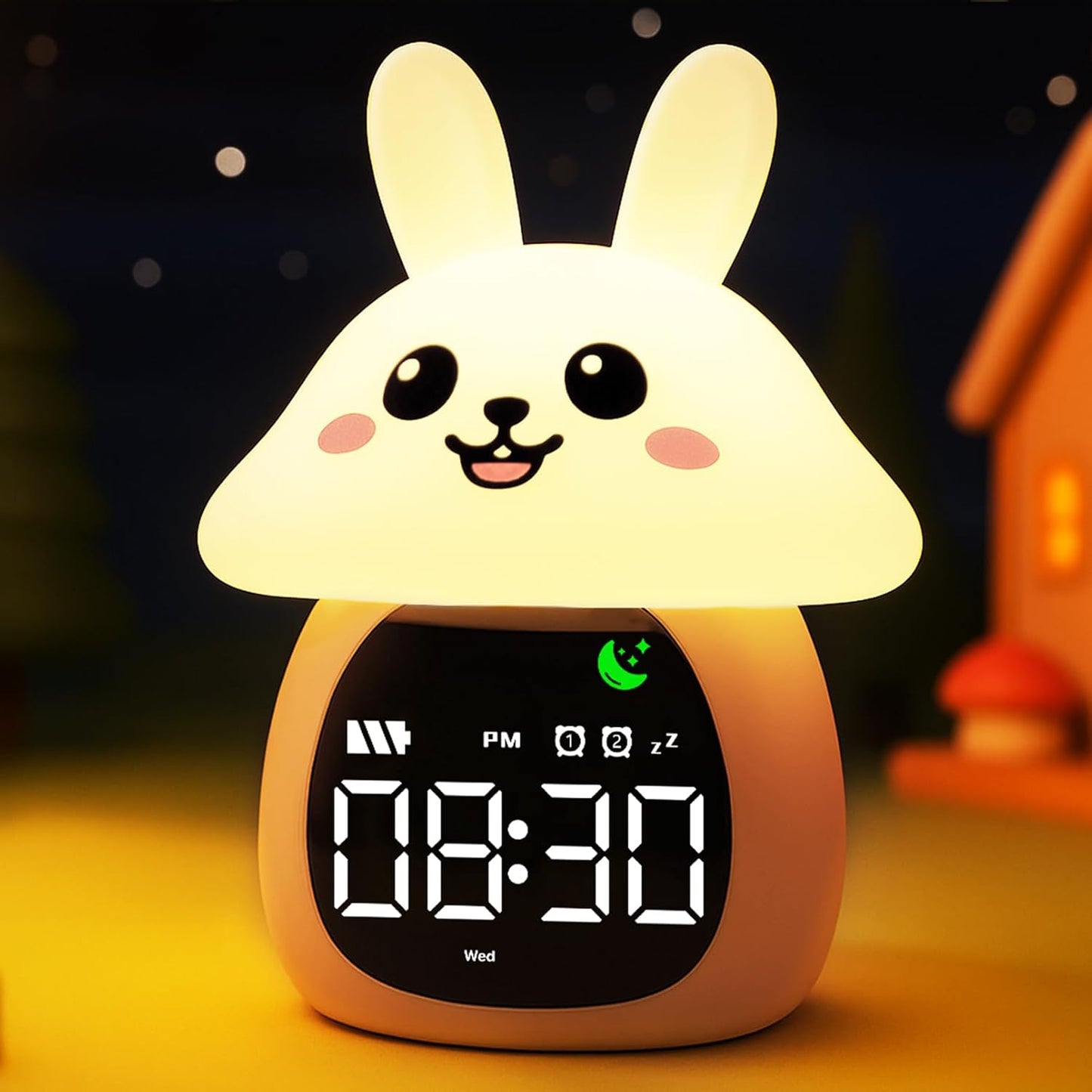 MASHI Dinosaur Alarm Clock with Night Light, Toddler Sleep Training Clock with Sun & Moon, Sleep Sound Machine, ok to Wake Clock for Kids, Digital Alarm Clocks for Bedrooms,Gift Ideas for Kids Child