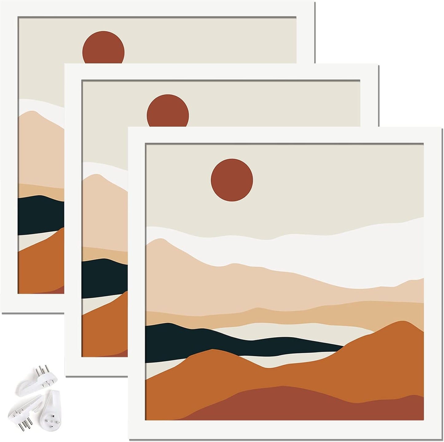Black 16x24 Picture Frame Set of 3, High Transparent Frame for 16 By 24 Photo Collage Canvas Poster Size Wall Mount and Tabletop Horizontally Vertically (Black, 16 x 24 inches)