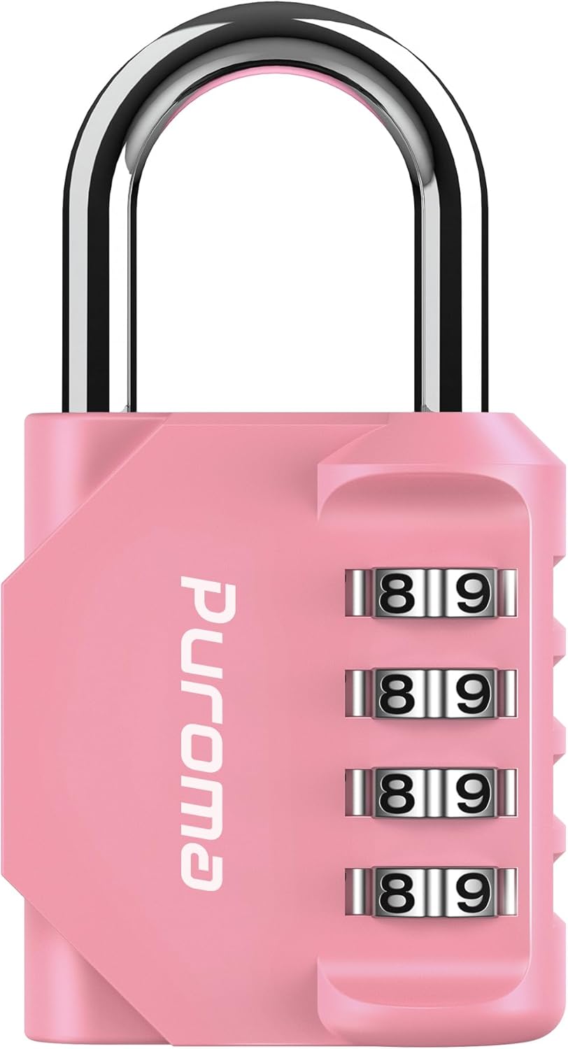 Puroma 2 Pack Combination Lock for Locker 4 Digit Outdoor Waterproof Padlock for School, Gym, Sports, Fence, Toolbox, Gate, Case, Outdoor, Hasp Storage (Black)