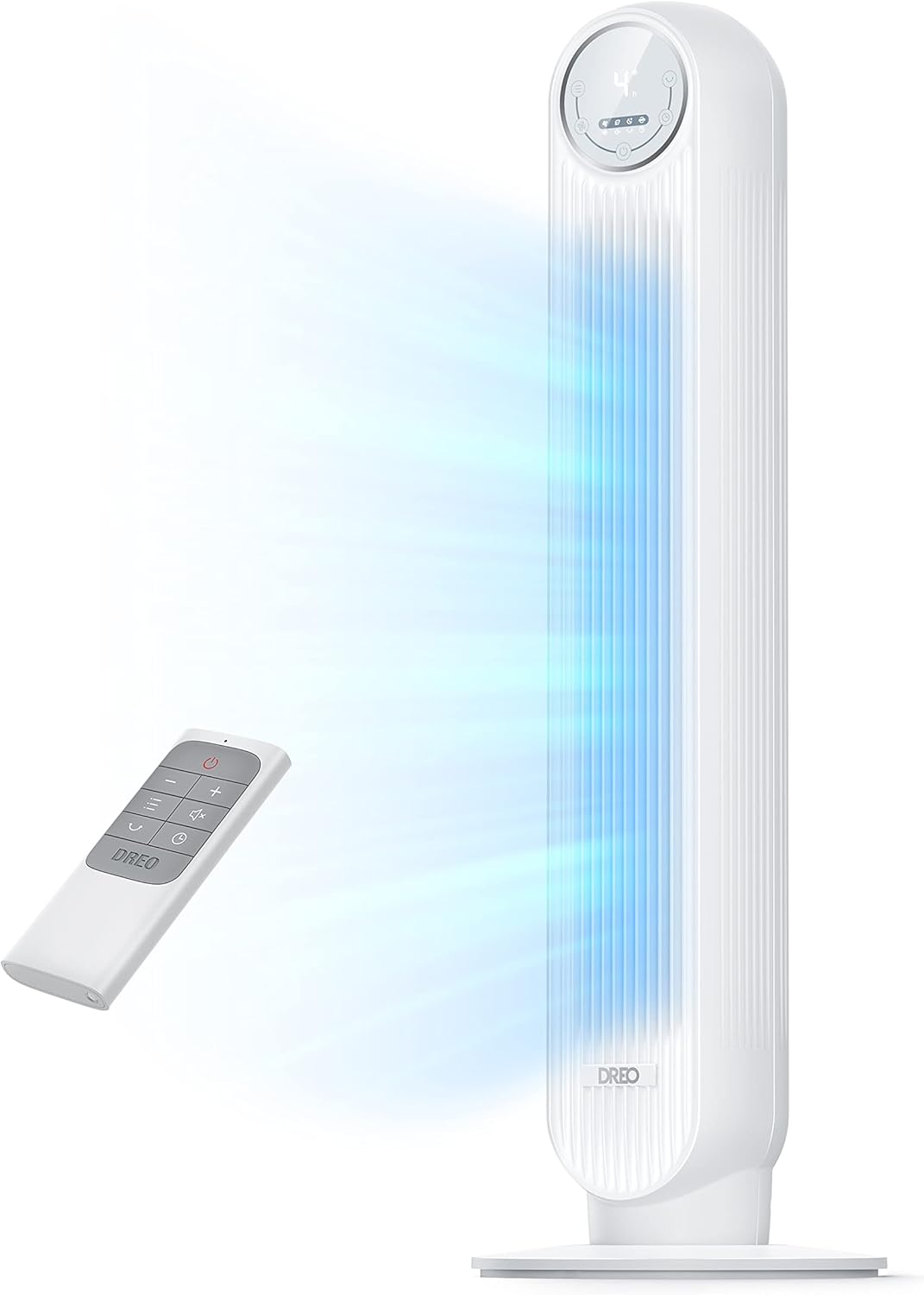 DREO Tower Fan for Bedroom, 2026 Upgraded DC Motor, 28ft/s High Velocity, 20dB Ultra Quiet Standing Fan, 8 Speeds 4 Modes, 90° Oscillating Bladeless Fan for Indoors, Floor Fans with Remote, Black