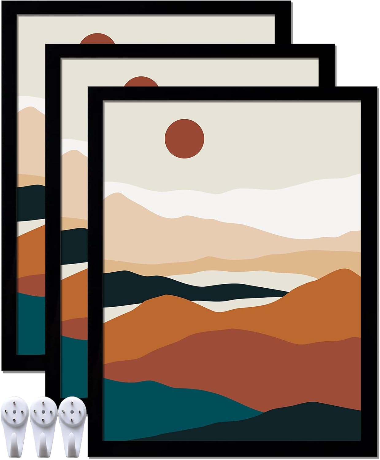 Black 16x24 Picture Frame Set of 3, High Transparent Frame for 16 By 24 Photo Collage Canvas Poster Size Wall Mount and Tabletop Horizontally Vertically (Black, 16 x 24 inches)