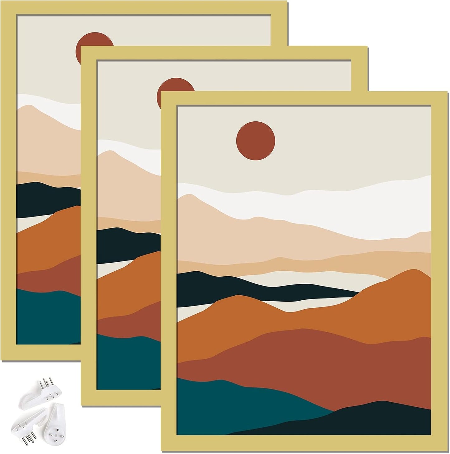 Black 16x24 Picture Frame Set of 3, High Transparent Frame for 16 By 24 Photo Collage Canvas Poster Size Wall Mount and Tabletop Horizontally Vertically (Black, 16 x 24 inches)