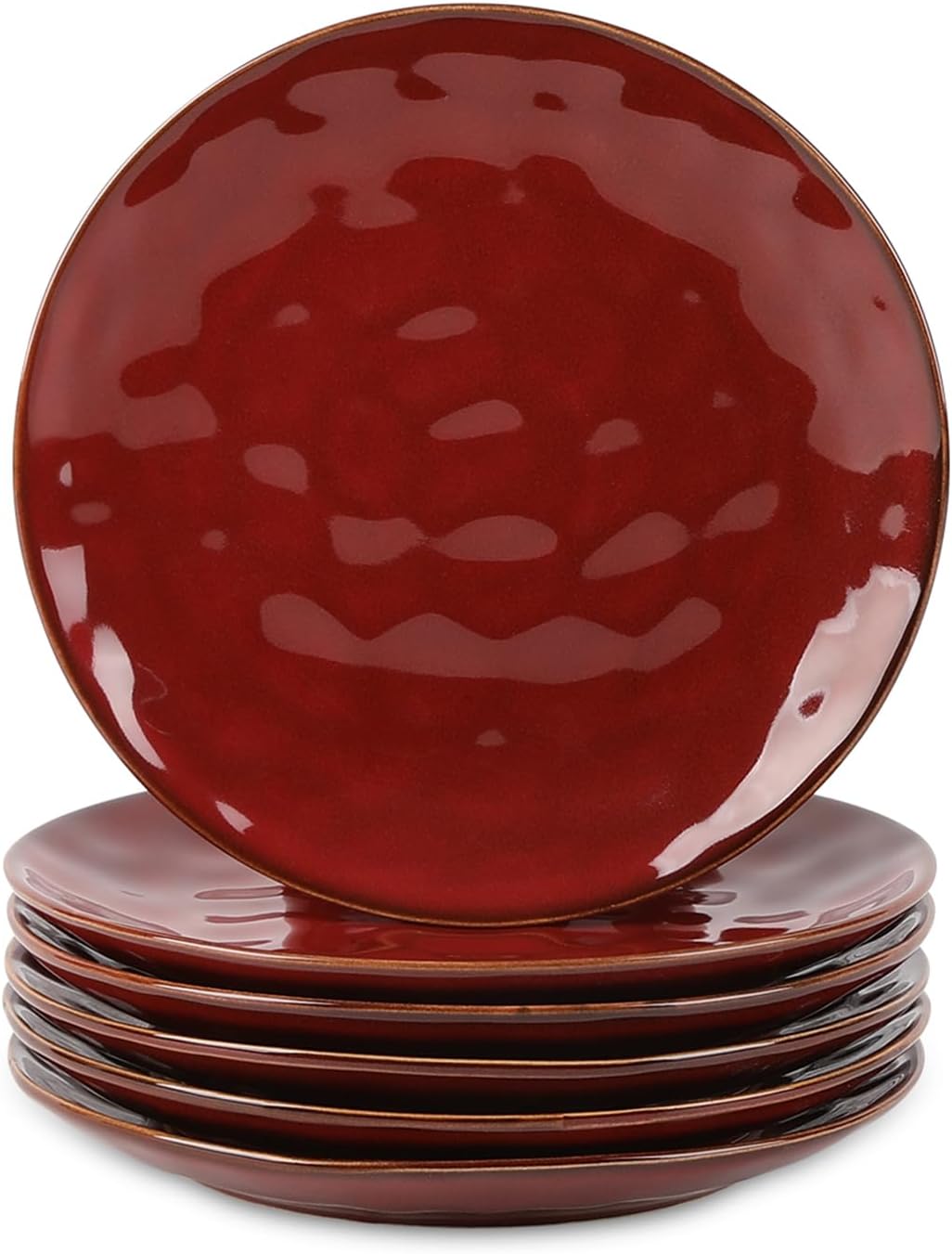 vicrays Ceramic Dessert Salad Plates, 8 Inch, Set of 6, Round, Microwave, Oven, and Dishwasher Safe, Scratch Resistant, Porcelain Fluted Suitable for Snacks, Appetizer, Home, Restaurant (Blue)