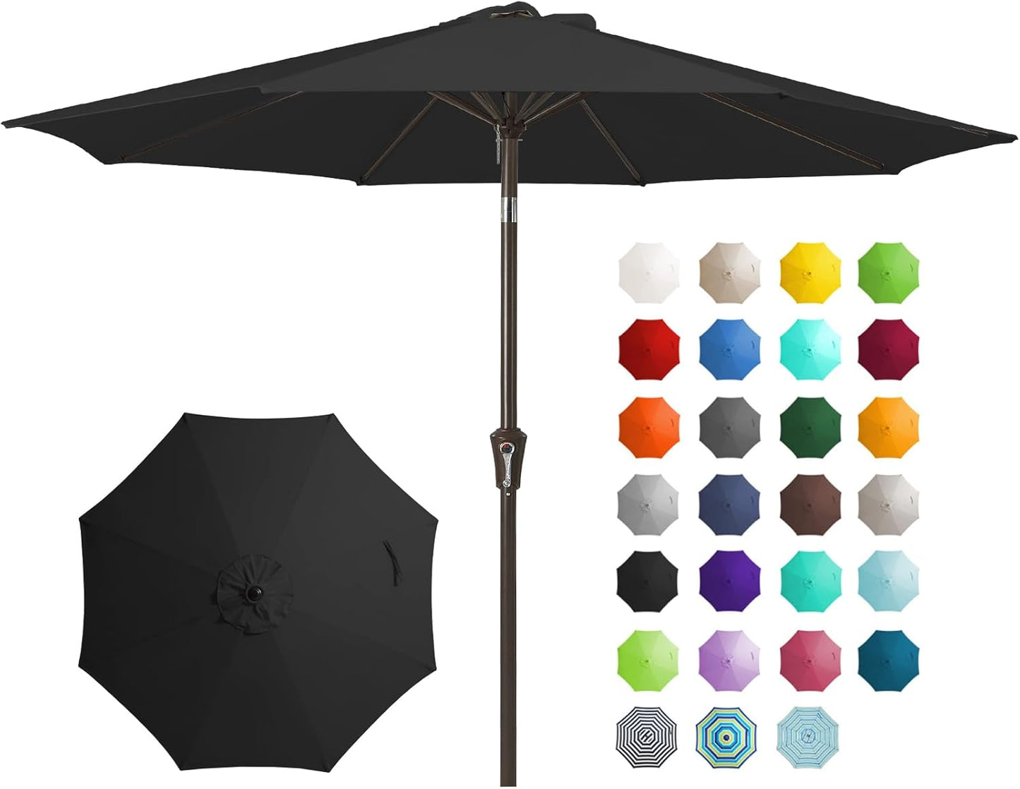 JEAREY 9FT Outdoor Patio Umbrella Outdoor Table Umbrella with Push Button Tilt and Crank, Market Umbrella 8 Sturdy Ribs UV Protection Waterproof for Garden, Deck, Backyard, Pool (Beige)