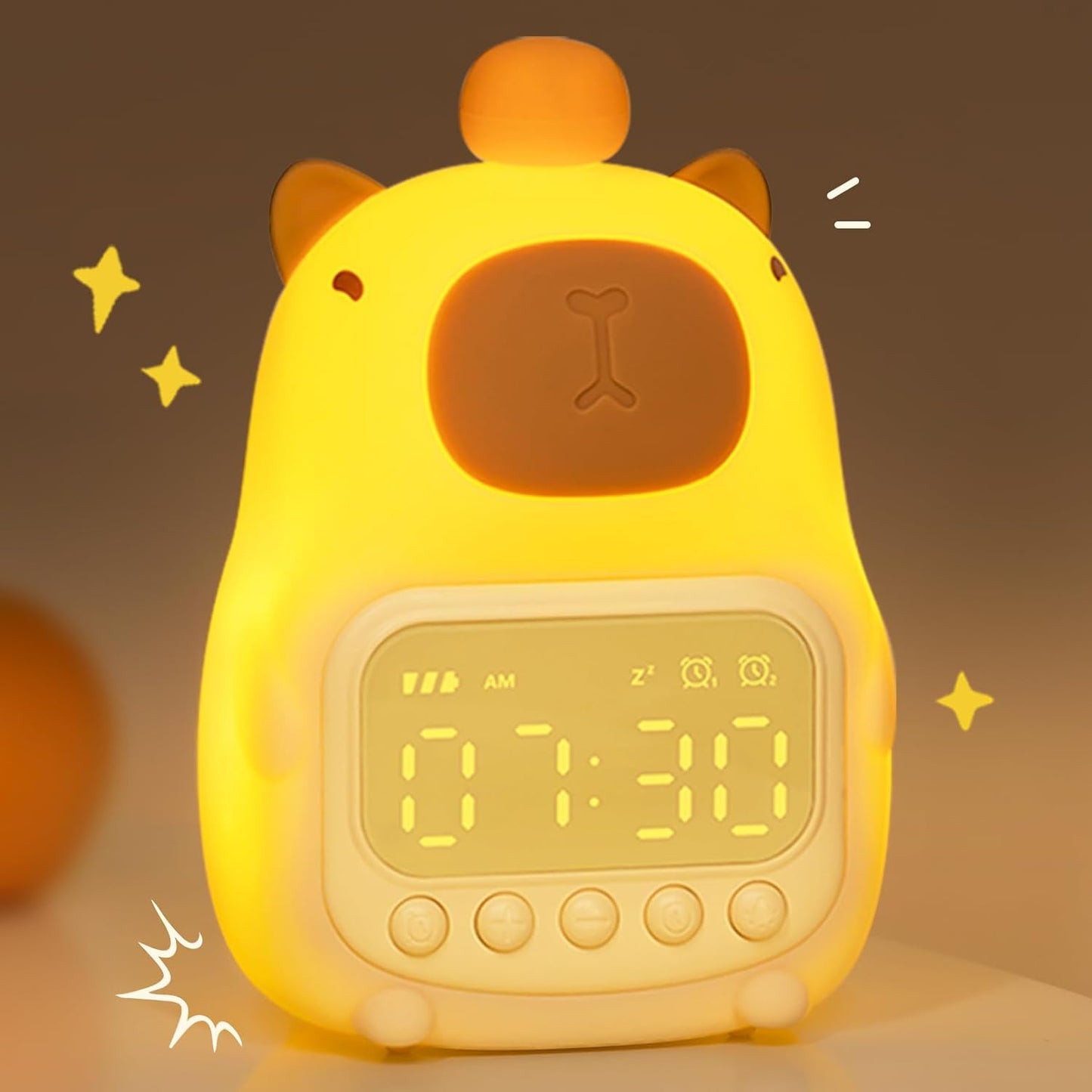 MASHI Dinosaur Alarm Clock with Night Light, Toddler Sleep Training Clock with Sun & Moon, Sleep Sound Machine, ok to Wake Clock for Kids, Digital Alarm Clocks for Bedrooms,Gift Ideas for Kids Child