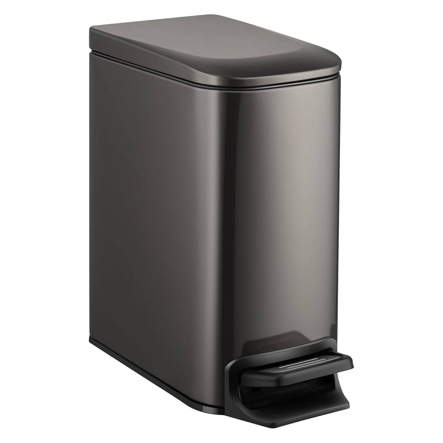 TIPGO Slim Bathroom Trash Can with Lid Soft Close, Step Pedal, 6 Liter / 1.6 Gallon Stainless Steel Trash Bin, Small Garbage Can for Bedroom, Office, Kitchen (Navy Blue)