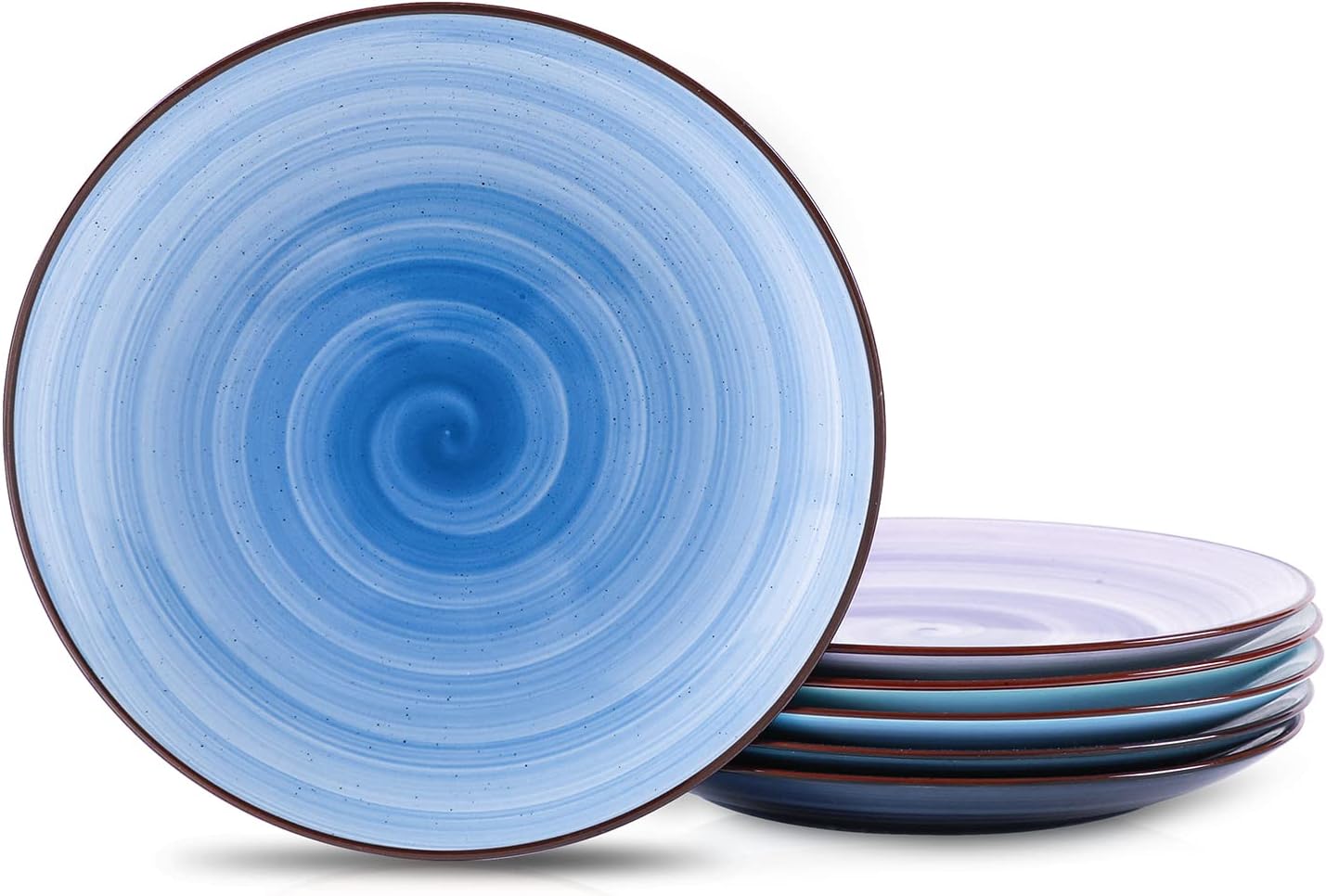 Selamica Ceramic Dessert Plates Set of 6,6 Inch Appetizer Plate for Kitchen for Cake Snacks Side Dish, Microwave Dishwasher Safe, Gradient Blue