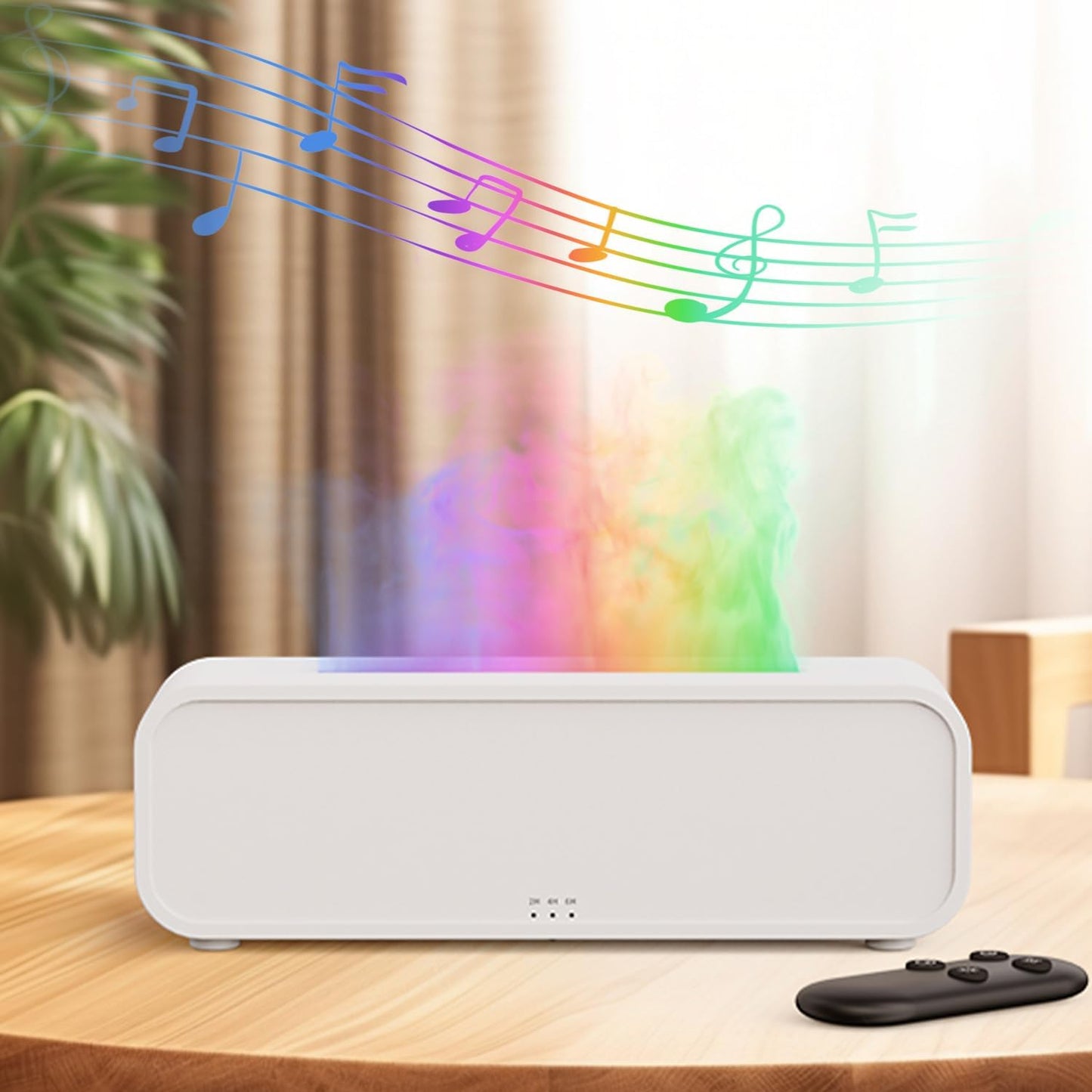 Essential Oil Diffuser, Flame Fire Oil Diffuser, 250ml Cool Mist Aromatherapy Humidifier, Scent Aroma Diffuser with 7 Colors Light, Remote Control, Timer & Auto-Off for Home Room (Black)