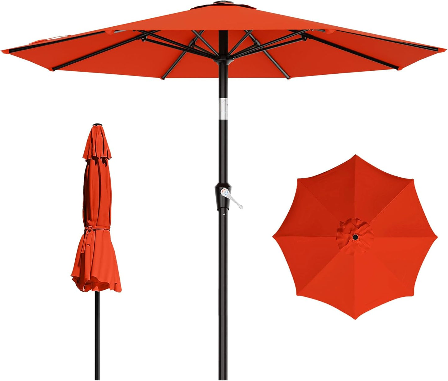 AreShark 9 FT Patio Umbrella for Outdoor, Outdoor Umbrella with Push Button Tilt and Crank, Outdoor Patio Umbrellas with 8 Sturdy Ribs for Market, Garden, Deck, Backyard, Pool (Navy)