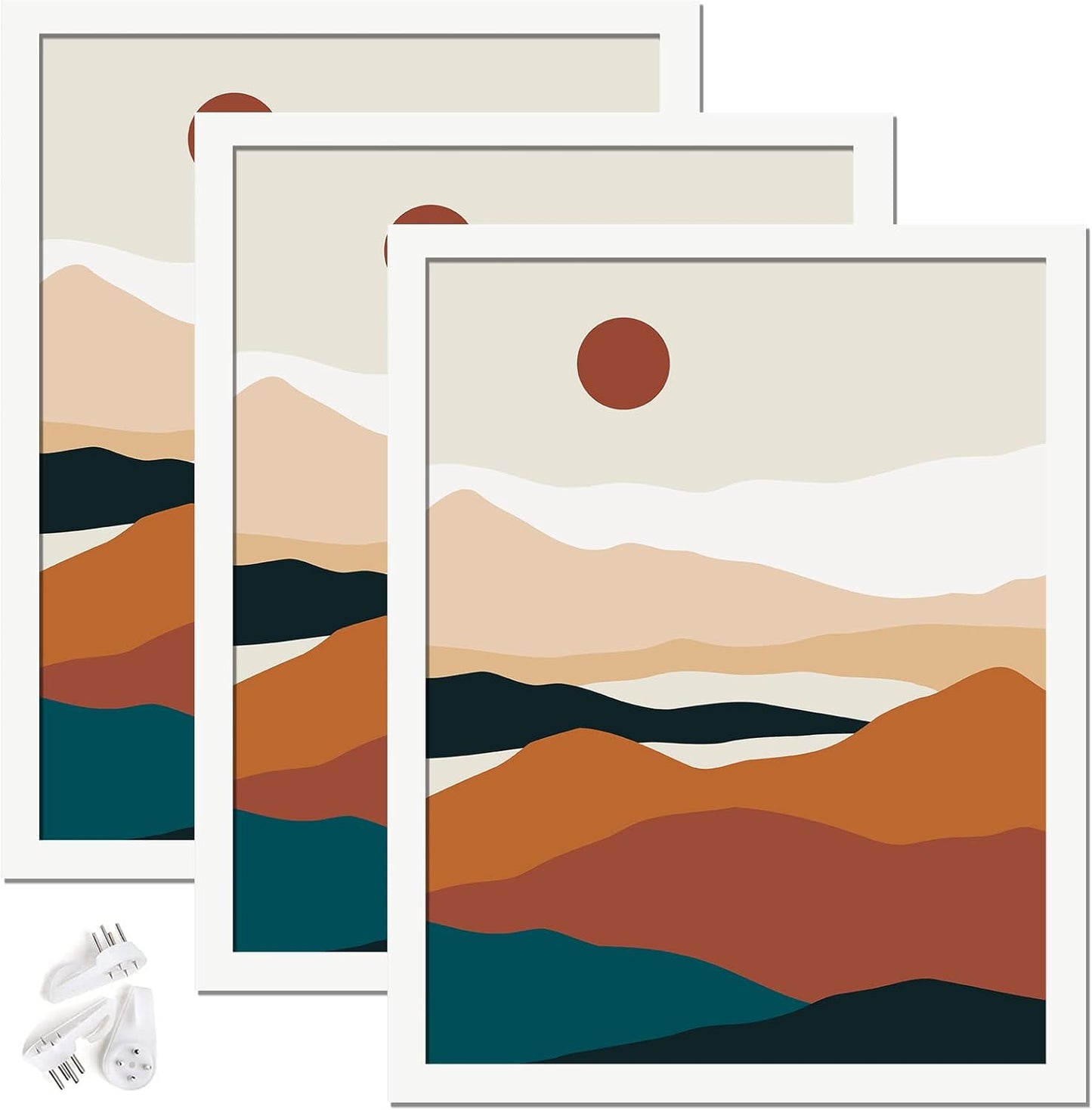 Black 16x24 Picture Frame Set of 3, High Transparent Frame for 16 By 24 Photo Collage Canvas Poster Size Wall Mount and Tabletop Horizontally Vertically (Black, 16 x 24 inches)