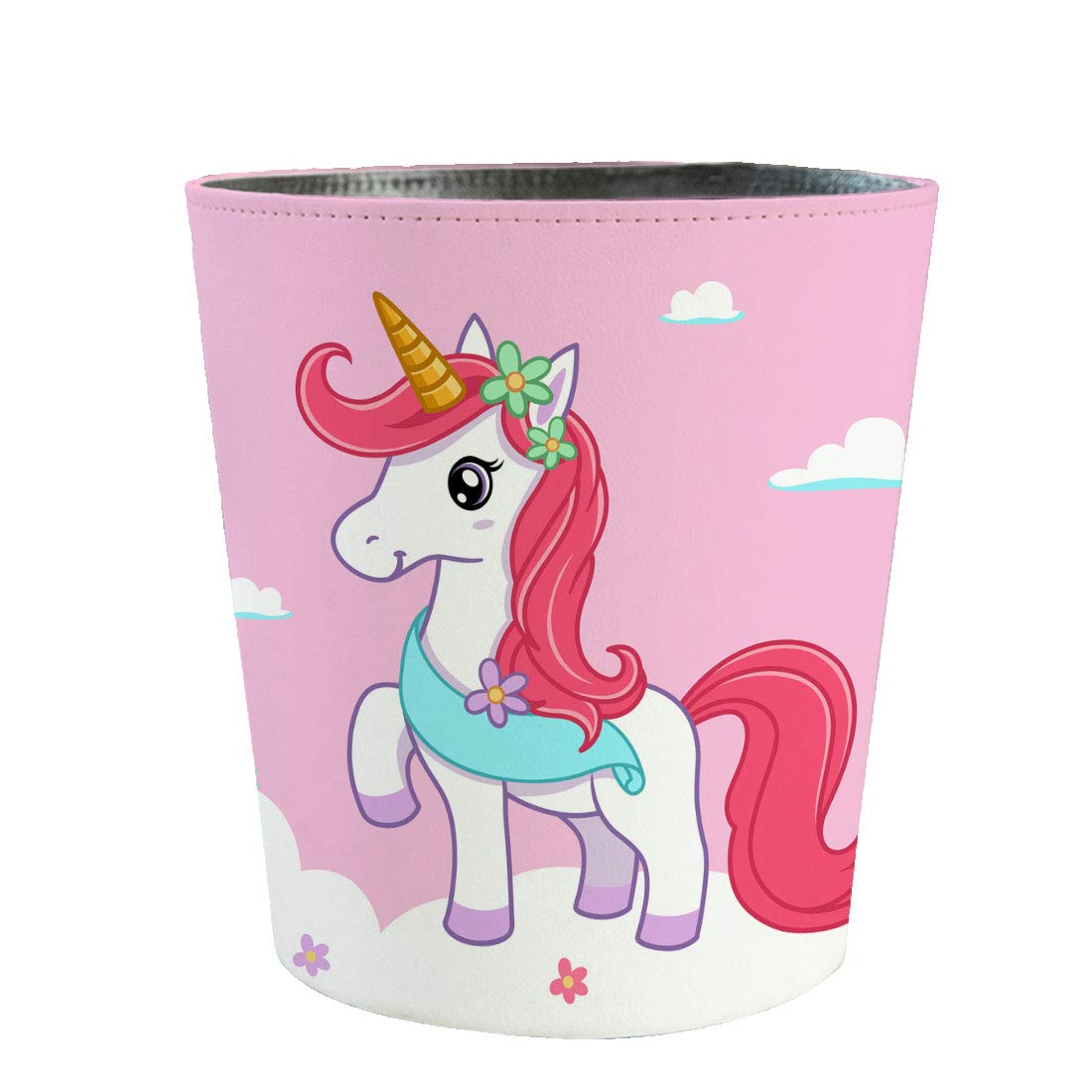 10L/2.64 Gallon Trash Can, Decorative Waste Basket, PU Leather Waste Paper Basket, Waterproof Garbage Can for Bathroom, Bedroom, Office, Kitchen and Living Room - Cat-2